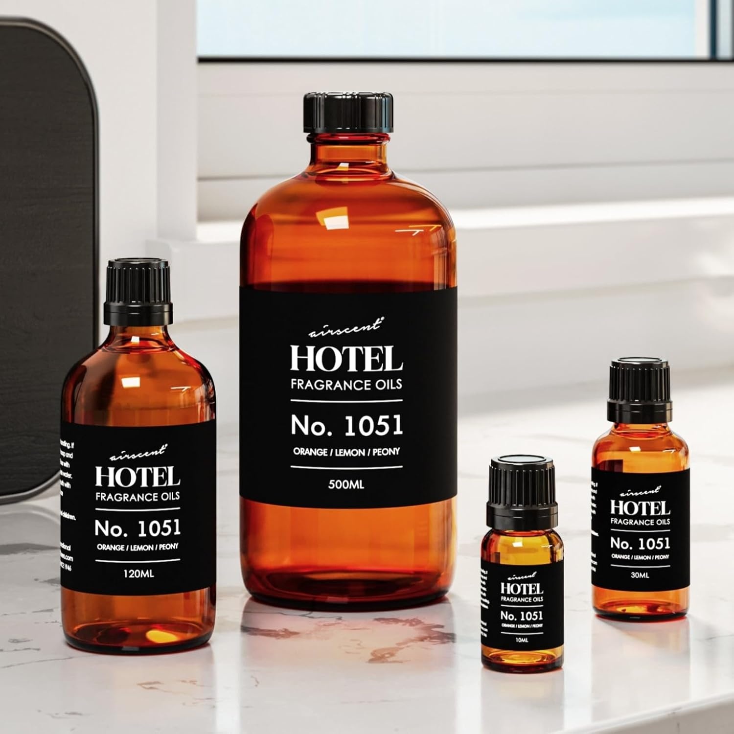 AirScent Citrus Zest Hotel Diffuser Oil No. 1051 – Orange Lemon Peony – Premium Fragrance Oil for Ultrasonic and Waterless Diffusers and Crafting – 10 mL, 0.34 fl oz Glass Dropper Bottle(4 Fl Oz (Pack of 1))