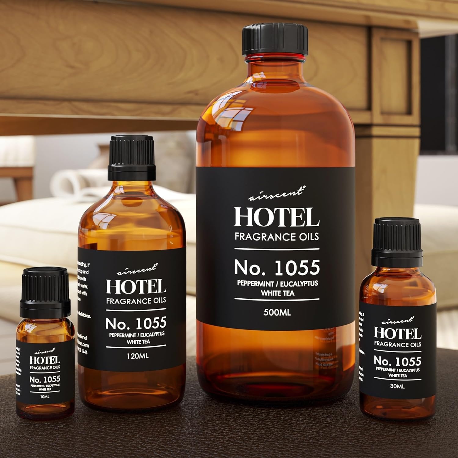 AirScent Hotel Diffuser Oil No. 1055 Inspired by Energize Hotel Scent – Peppermint Eucalyptus White Tea – Fragrance Oil Blend for Ultrasonic and Waterless Diffusers and Crafting – 10 mL(16.9 Fl Oz (Pack of 1))