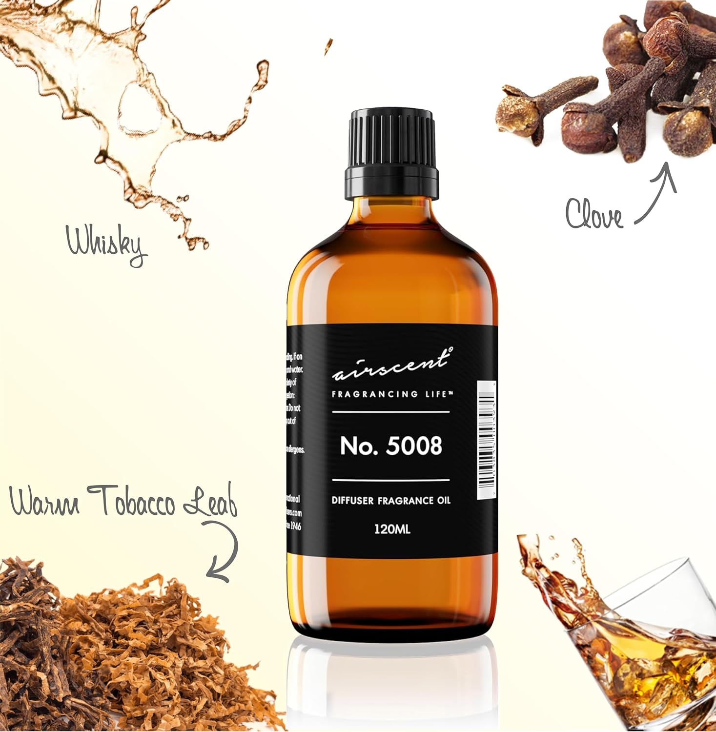 AirScent Diffuser Oil Inspired by Tobacco Vanille Perfume – No. 5008 Perfume Dupe – Fragrance Oil Blend for Ultrasonic and Waterless Diffusers and Crafting – 10 ml, .34 fl oz Glass Bottle with Dropper(16.9 Fl Oz)