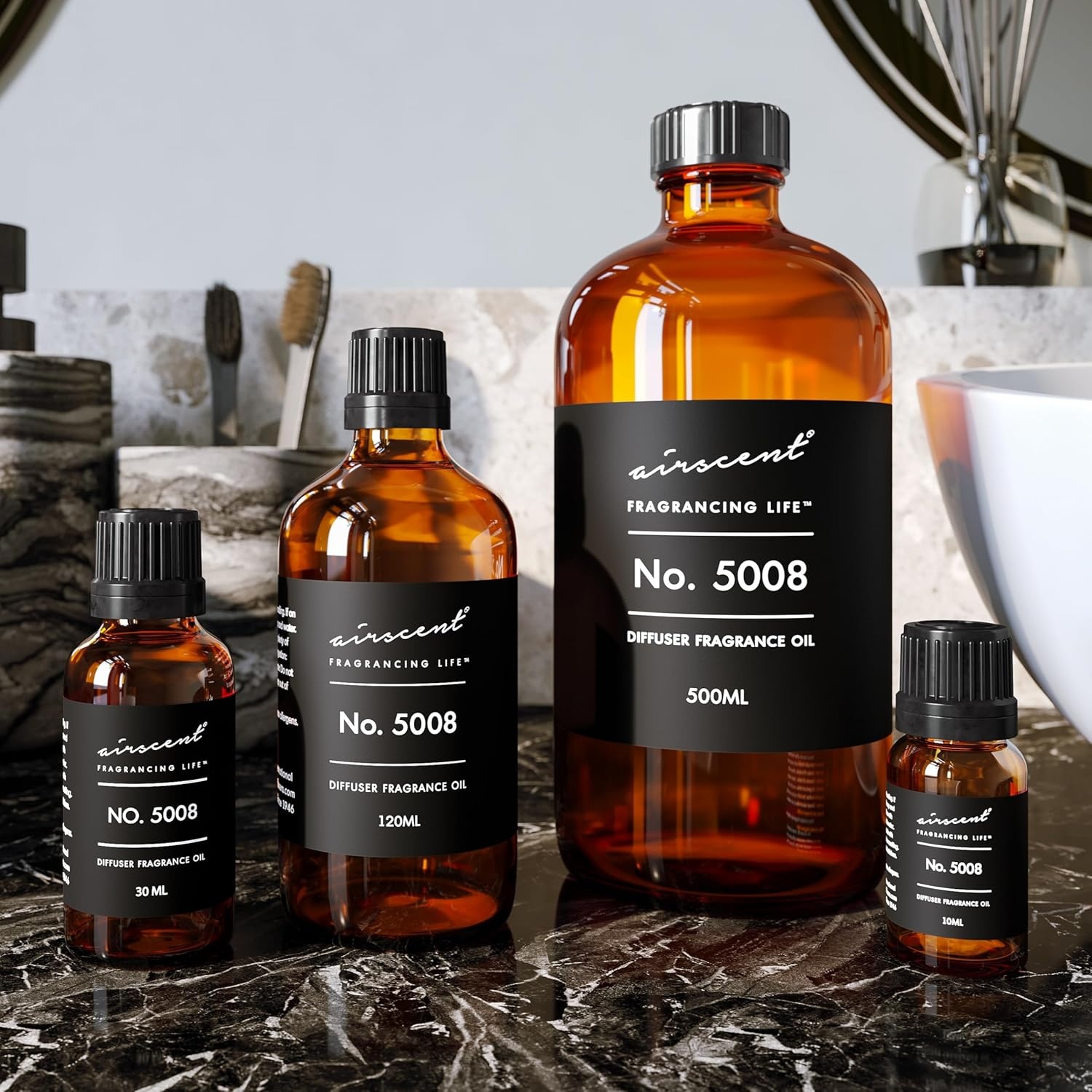AirScent Diffuser Oil Inspired by Tobacco Vanille Perfume – No. 5008 Perfume Dupe – Fragrance Oil Blend for Ultrasonic and Waterless Diffusers and Crafting – 10 ml, .34 fl oz Glass Bottle with Dropper(16.9 Fl Oz)
