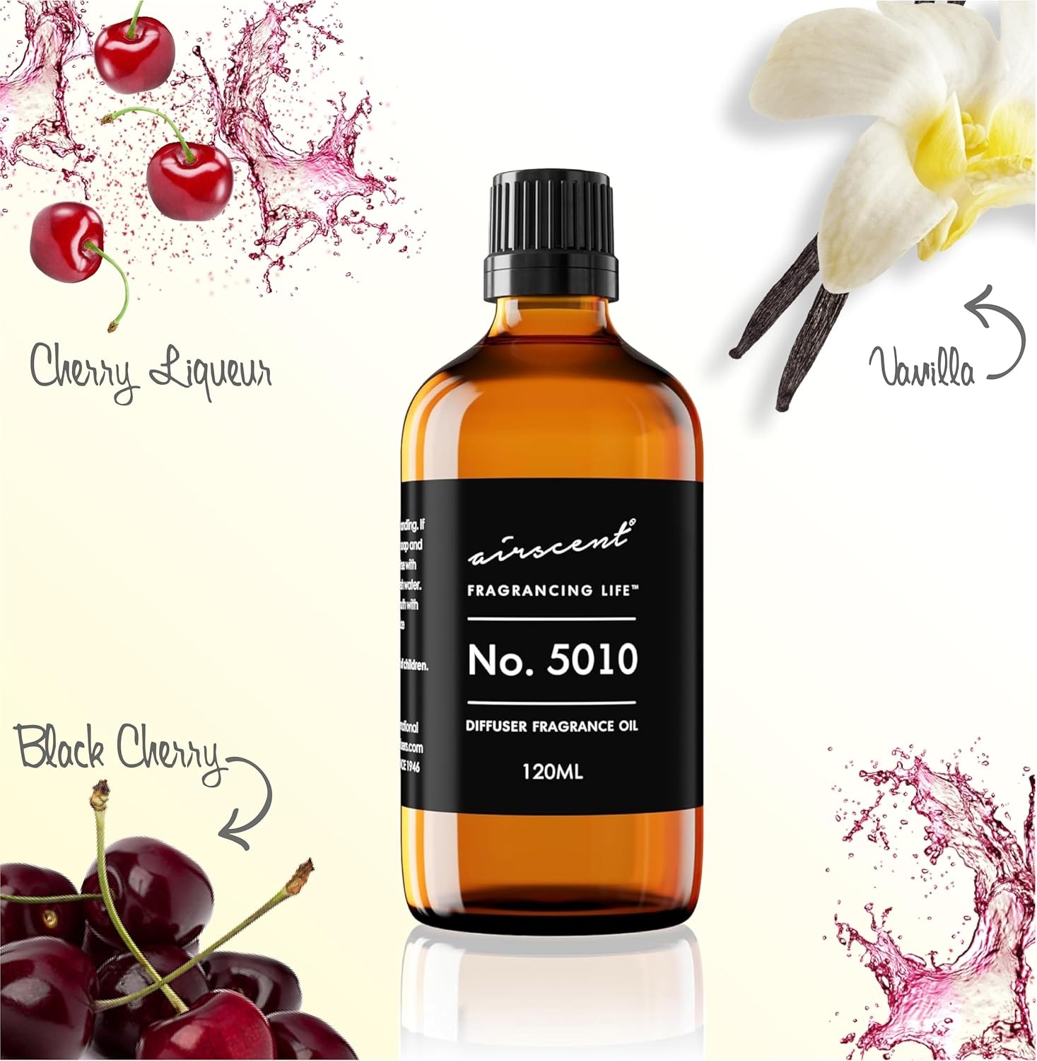 AirScent No. 5010 Perfume Dupe Diffuser Oil Inspired by T. Fords Cherry Perfume – Black Cherry Vanilla & Cherry Liqueur – 10 mL Fragrance Oil for Ultrasonic and Waterless Diffusers and Crafting(0.34 Fl Oz (Pack of 1))