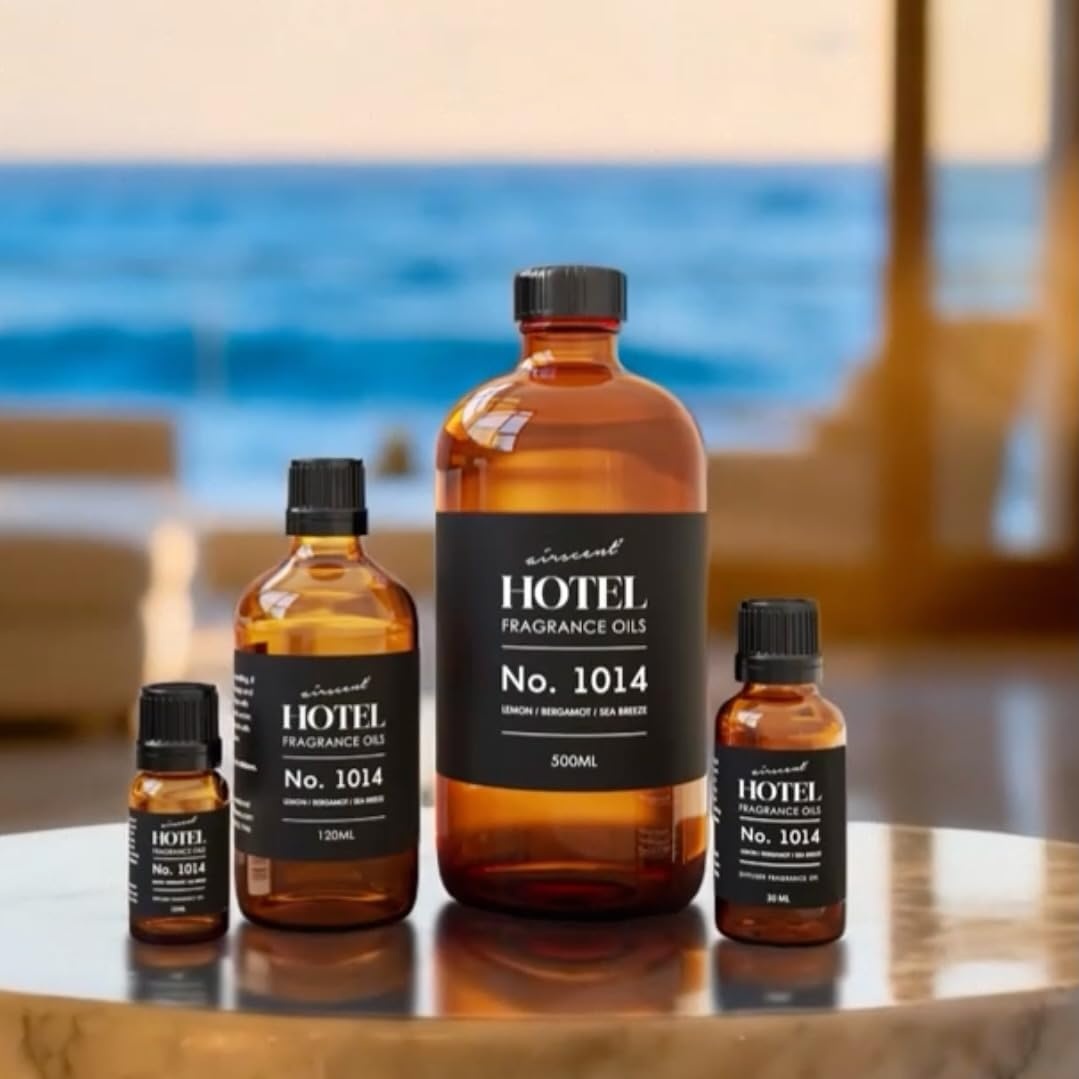 AirScent Hotel Diffuser Oil No. 1014 – Iconic 5-Star Hotel Blend – 500 mL | Lemon Bergamot Sea Breeze – Coastal Blend – Fragrance Oil for Ultrasonic and Waterless Diffusers and Crafting(Lemon Bergamot Sea Breeze)
