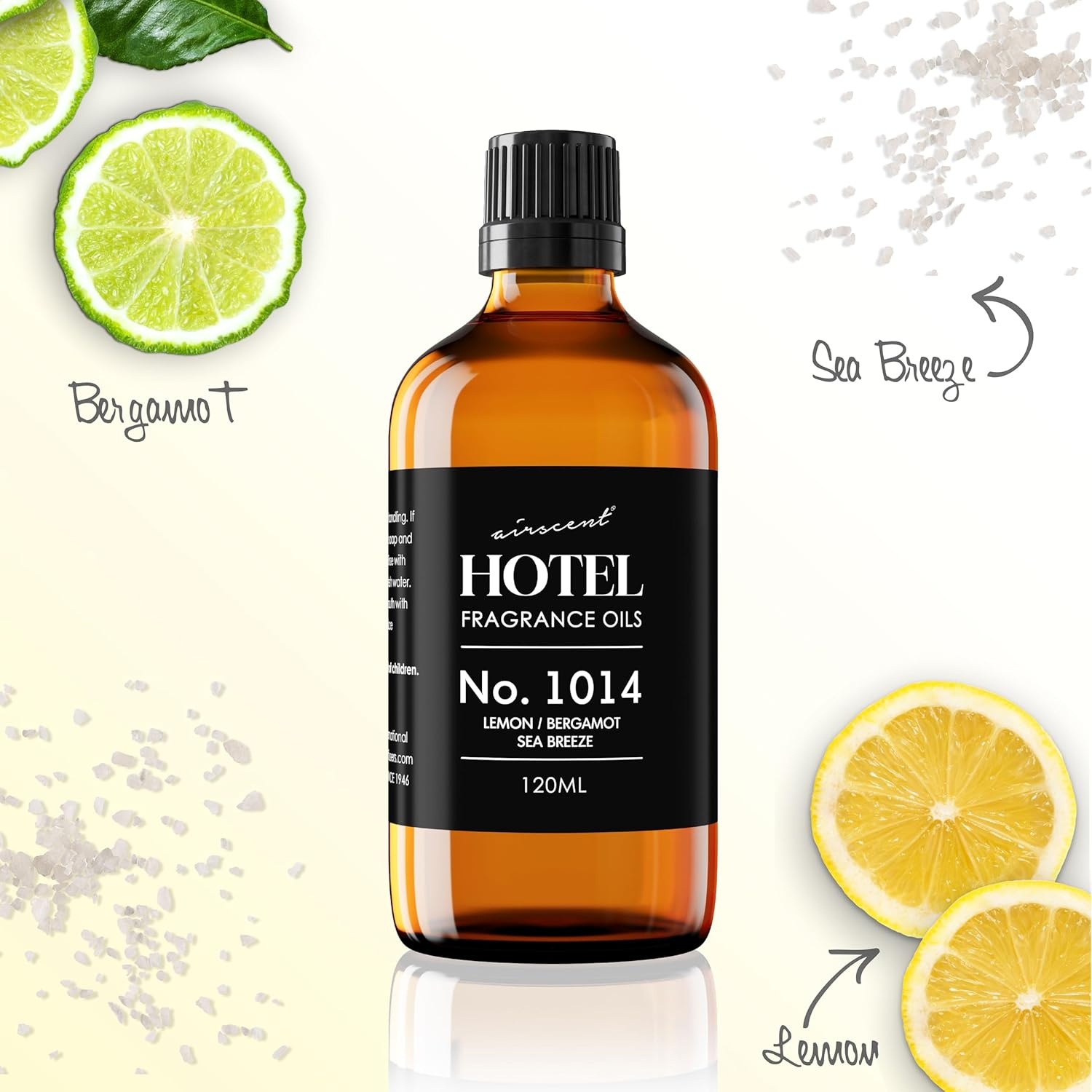 AirScent Hotel Diffuser Oil No. 1014 – Iconic 5-Star Hotel Blend – 500 mL | Lemon Bergamot Sea Breeze – Coastal Blend – Fragrance Oil for Ultrasonic and Waterless Diffusers and Crafting(Lemon Bergamot Sea Breeze)