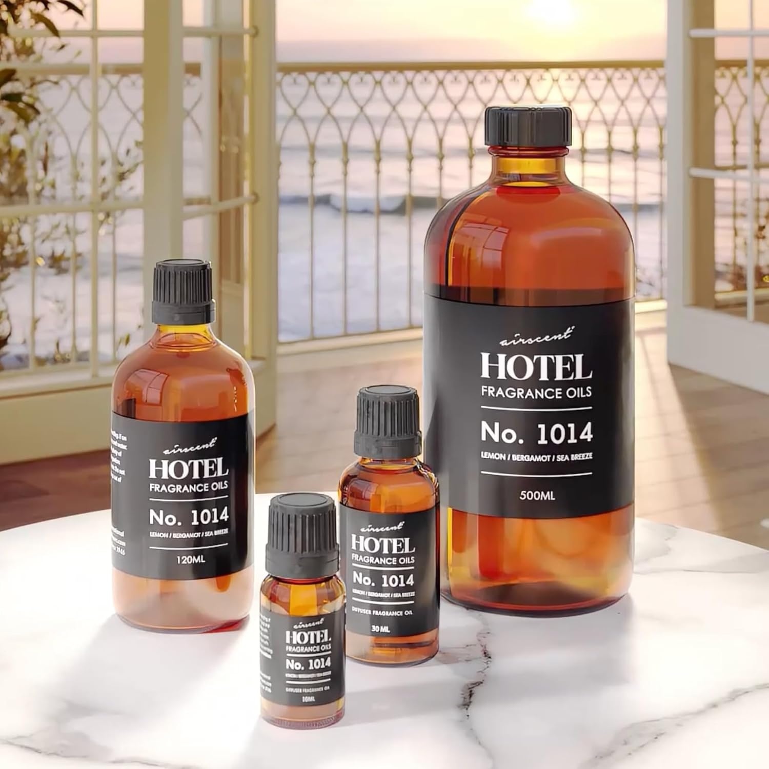 AirScent Hotel Diffuser Oil No. 1014 – Iconic 5-Star Hotel Blend – 500 mL | Lemon Bergamot Sea Breeze – Coastal Blend – Fragrance Oil for Ultrasonic and Waterless Diffusers and Crafting(Lemon Bergamot Sea Breeze)