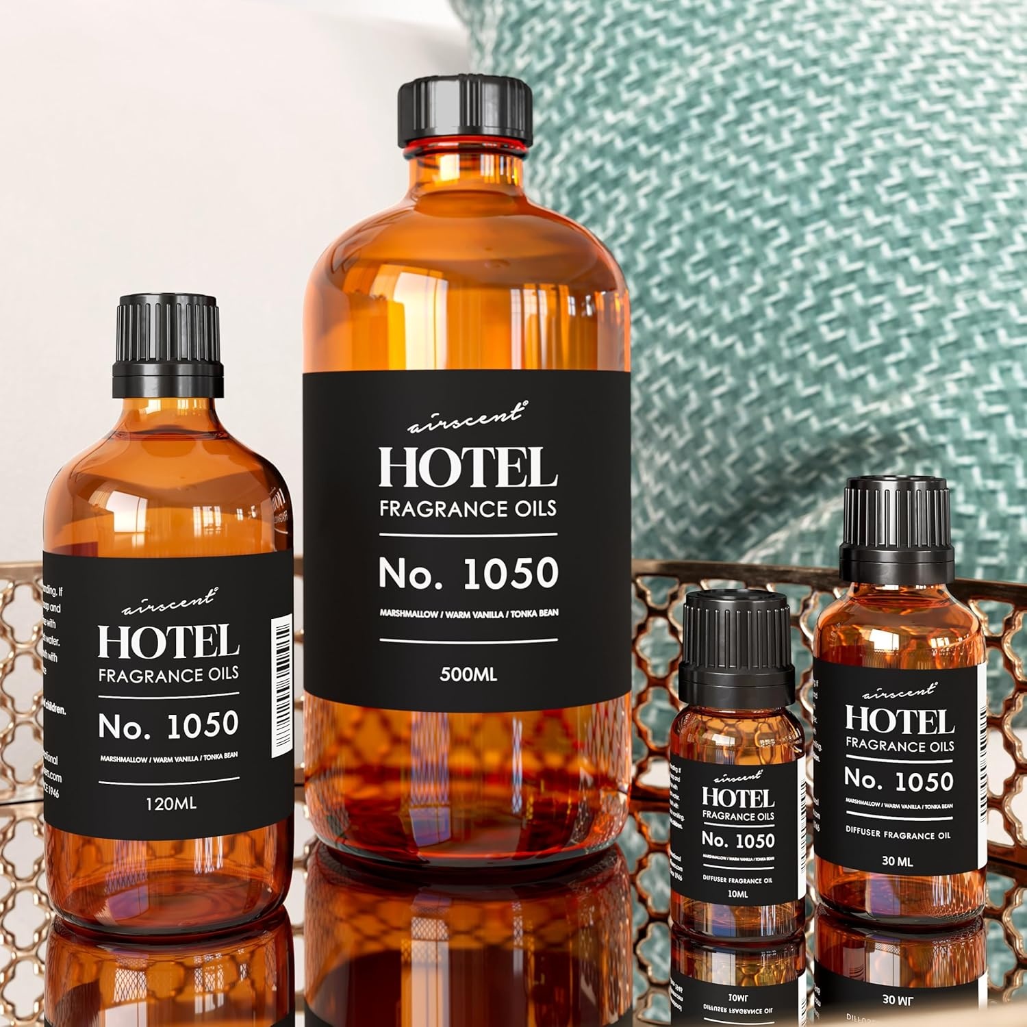 AirScent Warm Vanilla Hotel Diffuser Oil No. 1050 – Marshmallow Vanilla Tonka Bean – Premium Fragrance Oil for Ultrasonic and Waterless Diffusers and Crafting – 10 mL, 0.34 fl oz Dropper Bottle(4 Fl Oz (Pack of 1))