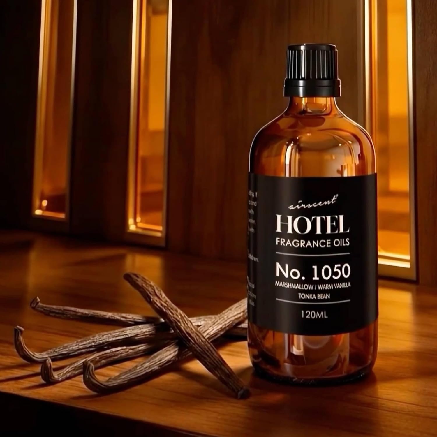 AirScent Warm Vanilla Hotel Diffuser Oil No. 1050 – Marshmallow Vanilla Tonka Bean – Premium Fragrance Oil for Ultrasonic and Waterless Diffusers and Crafting – 10 mL, 0.34 fl oz Dropper Bottle(4 Fl Oz (Pack of 1))