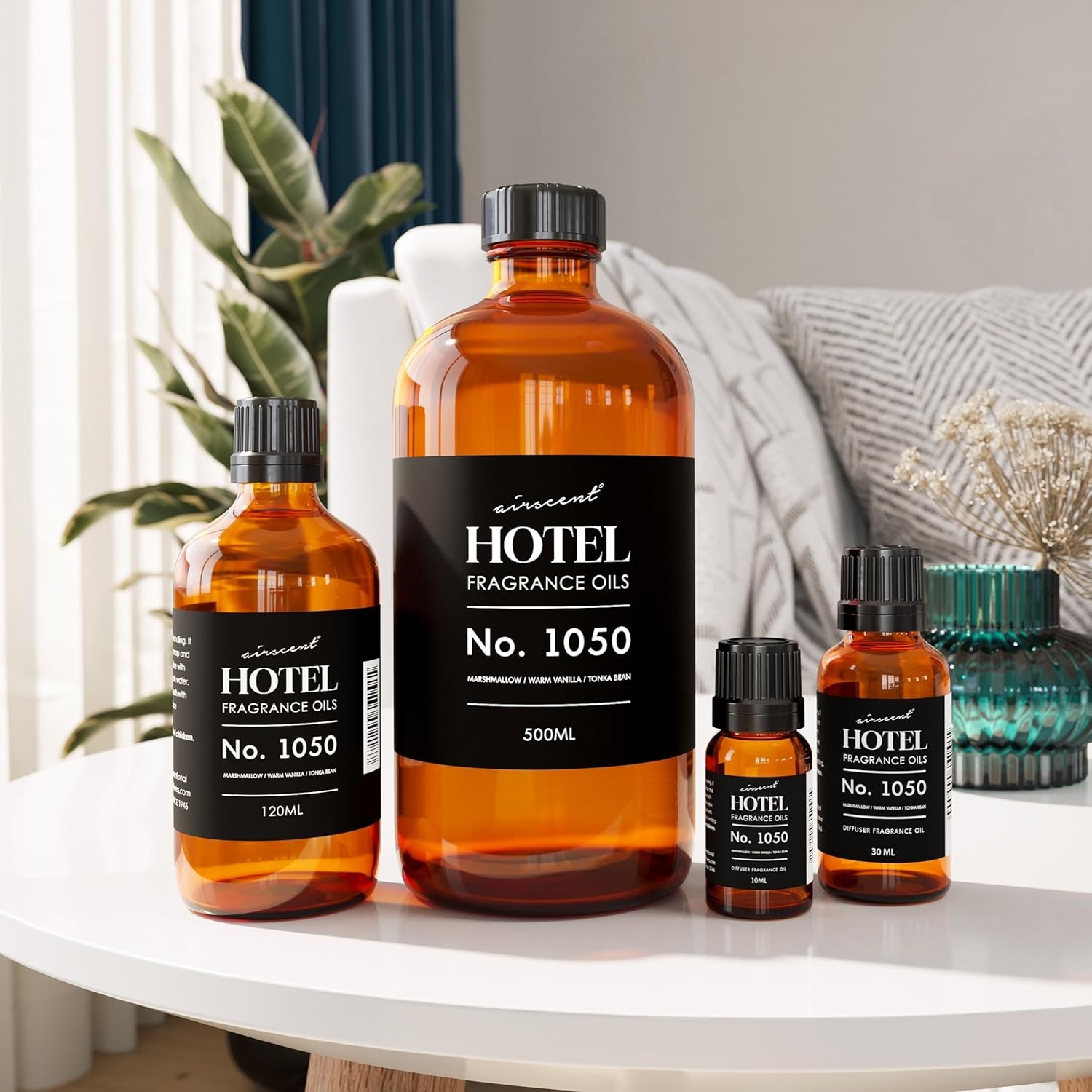 AirScent Warm Vanilla Hotel Diffuser Oil No. 1050 – Marshmallow Vanilla Tonka Bean – Premium Fragrance Oil for Ultrasonic and Waterless Diffusers and Crafting – 10 mL, 0.34 fl oz Dropper Bottle(4 Fl Oz (Pack of 1))