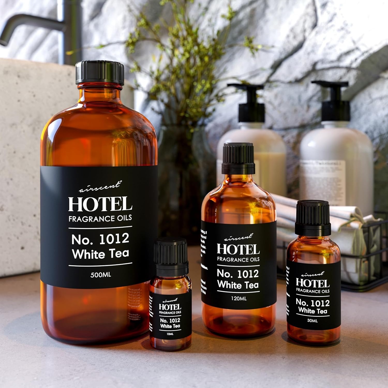 AirScent Hotel Diffuser Oil No. 1012 – The White Tea Hotel Scent – 10 mL | Premium Fragrance Oil for Ultrasonic and Waterless Diffusers and Crafting – 0.34 fl oz Dropper Bottle – Hotel Scent Dupe(White Tea)
