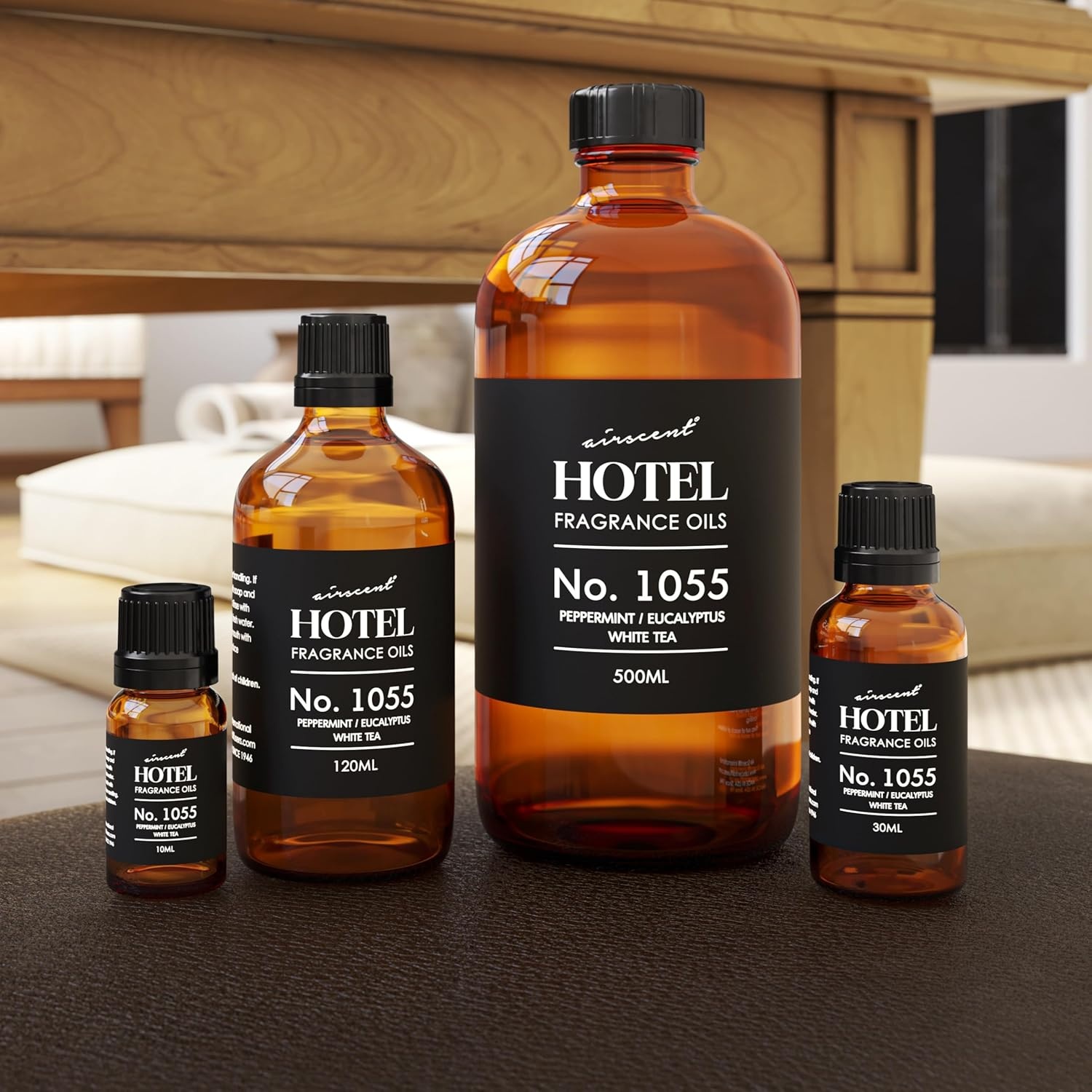 AirScent Hotel Diffuser Oil No. 1055 Inspired by Energize Hotel Scent – Peppermint Eucalyptus White Tea – Fragrance Oil Blend for Ultrasonic and Waterless Diffusers and Crafting – 10 mL(0.34 Fl Oz (Pack of 1))