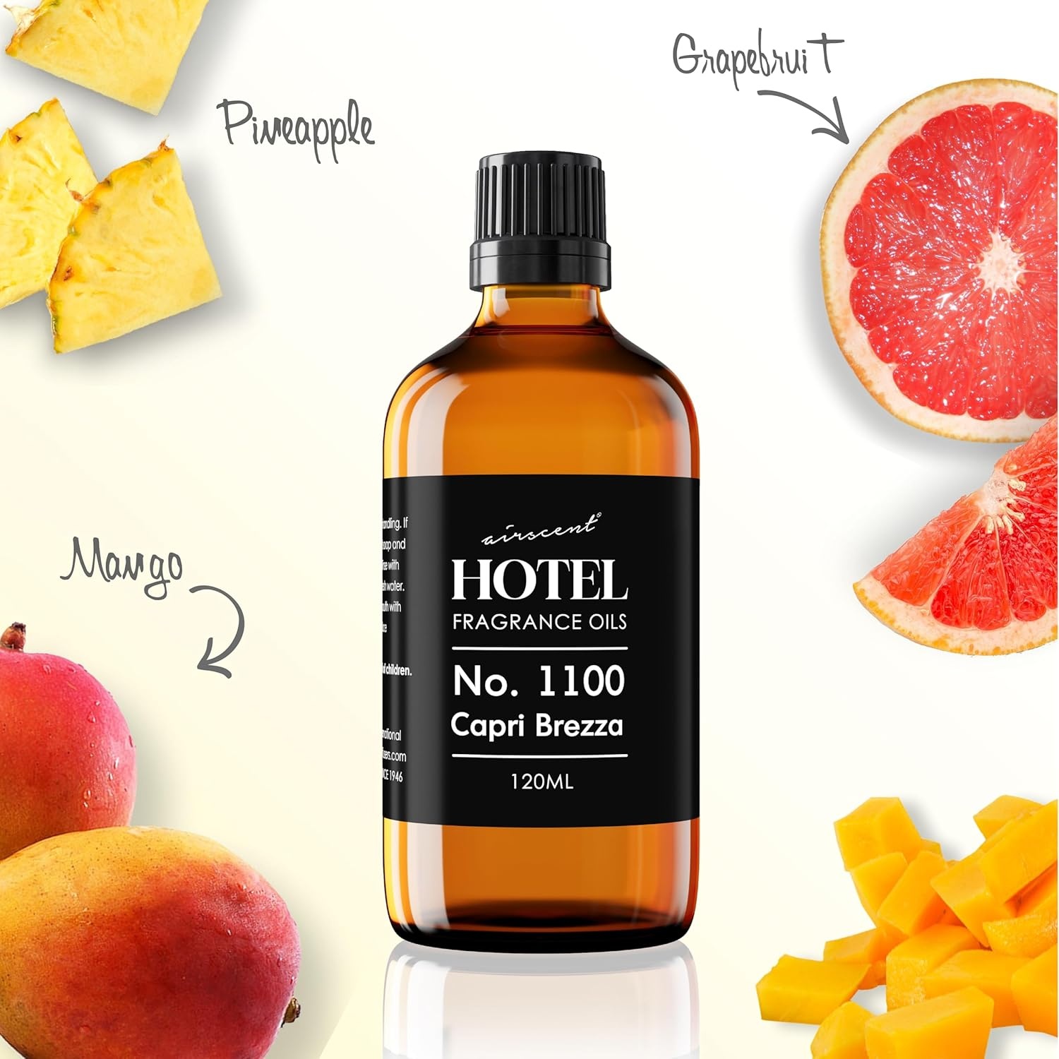 AirScent Capri Brezza Volcano-Inspired Diffuser Oil No. 1100-30 ml | Grapefruit Pineapple Mango – Premium Fragrance Oil for Ultrasonic and Waterless Diffusers and Crafting – 1 fl oz Glass Bottle(0.34 Fl Oz (Pack of 1))
