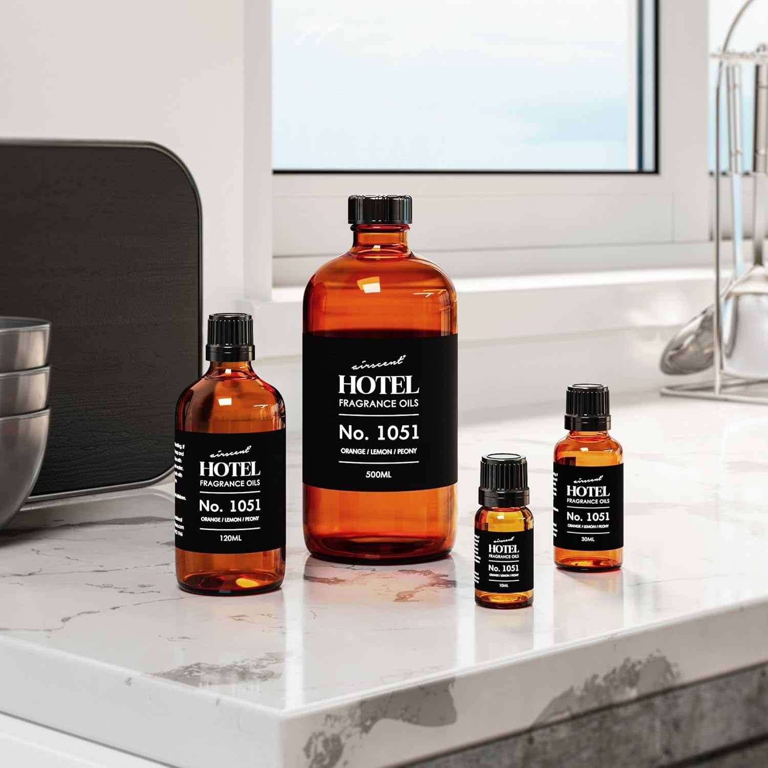 AirScent Citrus Zest Hotel Diffuser Oil No. 1051 – Orange Lemon Peony – Premium Fragrance Oil for Ultrasonic and Waterless Diffusers and Crafting – 10 mL, 0.34 fl oz Glass Dropper Bottle(16.9 Fl Oz (Pack of 1))