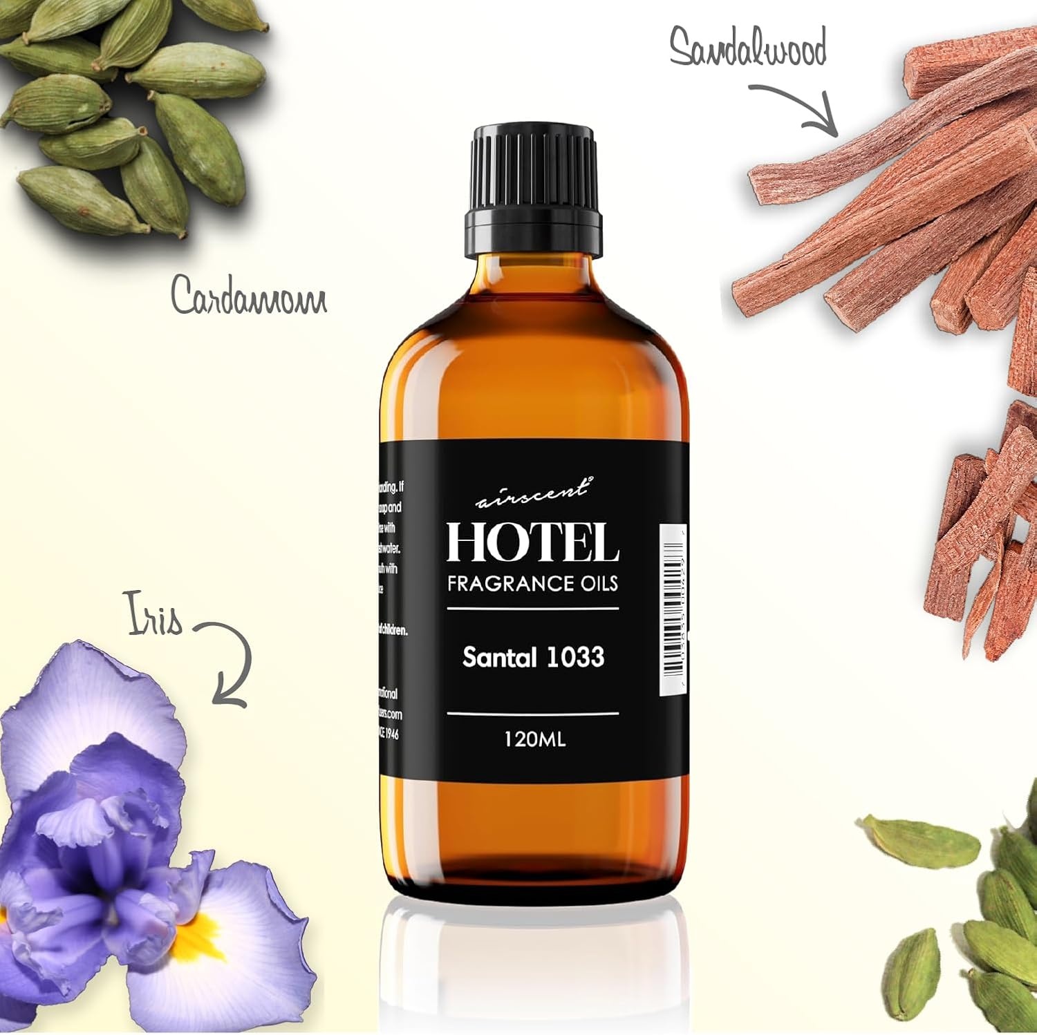 AirScent Santal Diffuser Oil No. 1033 – Cardomom Sandalwood Iris – 10 mL | Santal-33 Inspired Perfume Dupe – Fragrance Oil for Ultrasonic and Waterless Diffusers and Crafting – 0.34 fl oz(16.9 Fl Oz (Pack of 1))