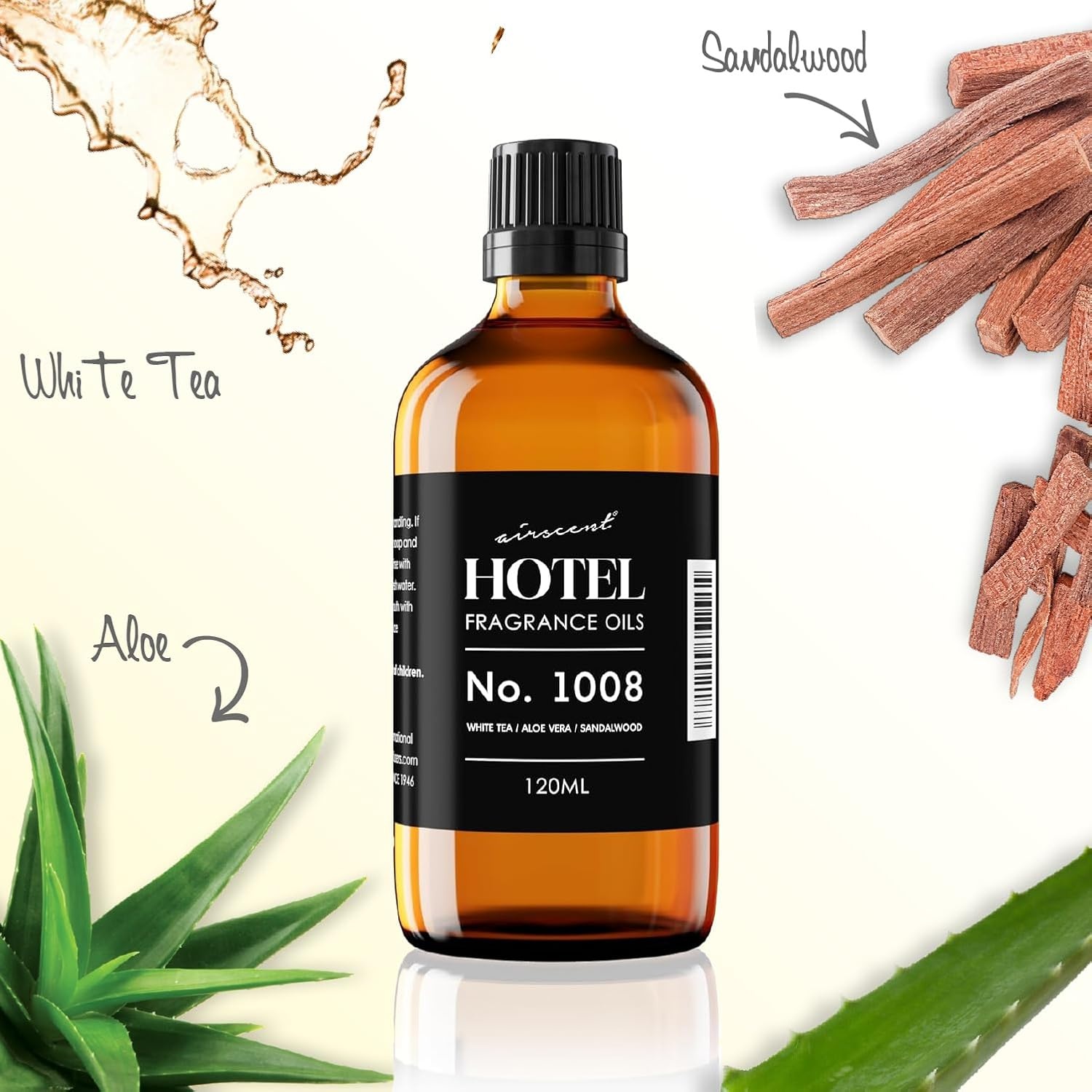 AirScent Hotel Diffuser Oil No. 1008 – White Tea, Aloe Sandalwood – 10 mL | Hotel Scent Dupe – Premium Fragrance Oil for Ultrasonic and Waterless Diffusers and Crafting – .34 fl oz Dropper Bottle(16.9 Fl Oz (Pack of 1))