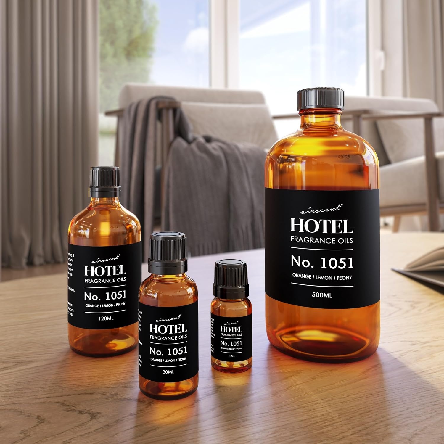 AirScent Citrus Zest Hotel Diffuser Oil No. 1051 – Orange Lemon Peony – Premium Fragrance Oil for Ultrasonic and Waterless Diffusers and Crafting – 10 mL, 0.34 fl oz Glass Dropper Bottle(1 Fl Oz (Pack of 1))