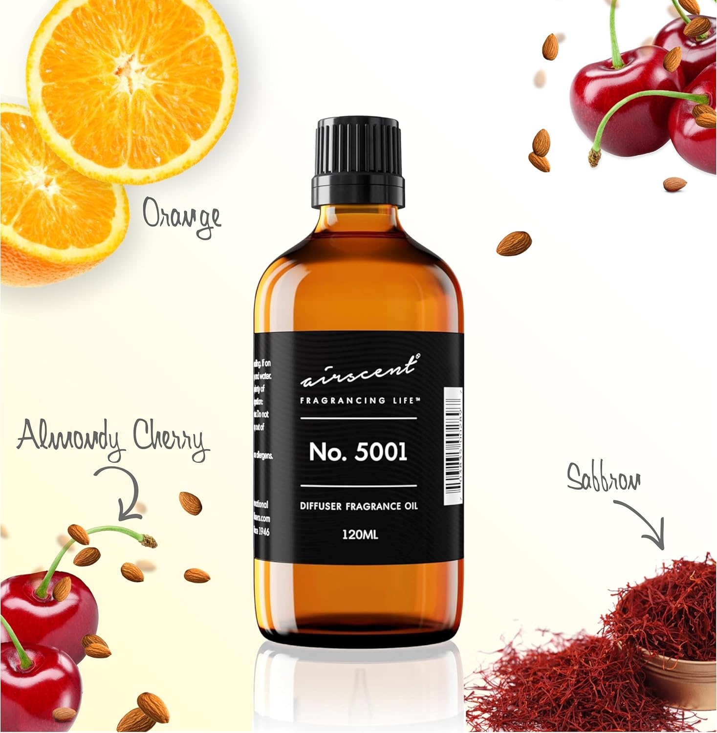 AirScent Bac. Rouge Inspired Diffuser Oil – Perfume Dupe – Premium Fragrance Oil No. 5001 for Ultrasonic and Waterless Diffusers and Crafting – 30 mL, 1 fl oz Glass Dropper Bottle(Baccarat Rouge)