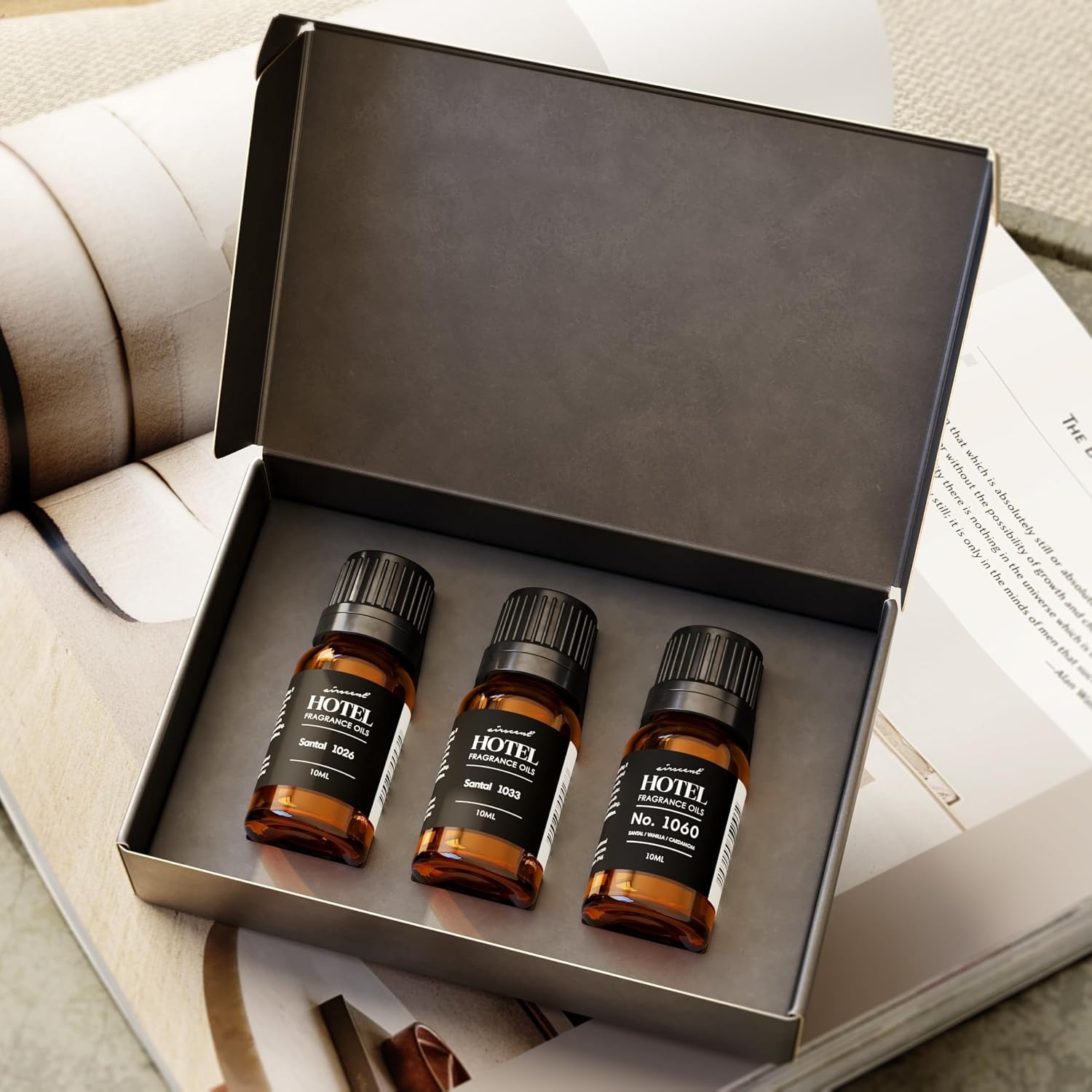 AirScent Santal Diffuser Oil 3 Pack Gift Set – Santal Vanilla, 1033 & 1026 | 10 mL Glass Bottle Sampler Set – Santal Essential Oil Blends For Ultrasonic and Waterless Diffusers and Crafting