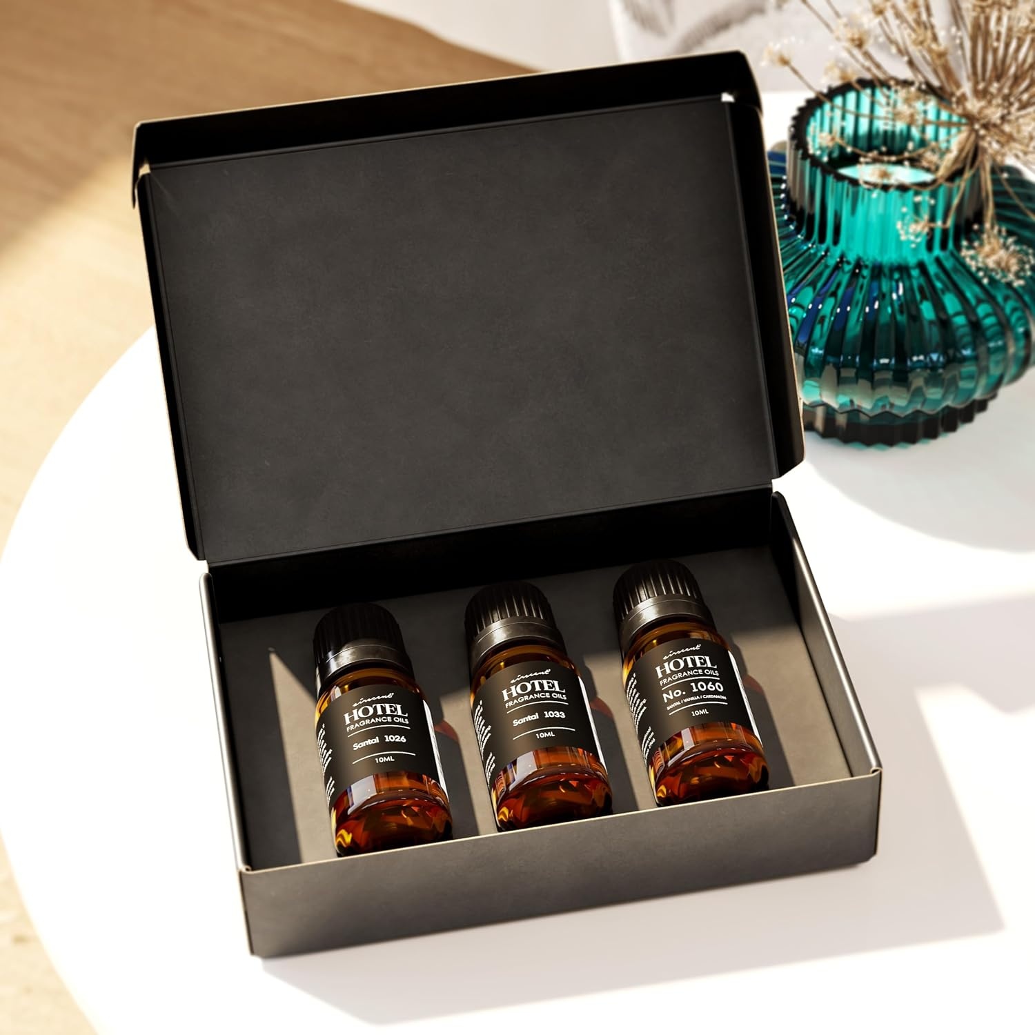AirScent Santal Diffuser Oil 3 Pack Gift Set – Santal Vanilla, 1033 & 1026 | 10 mL Glass Bottle Sampler Set – Santal Essential Oil Blends For Ultrasonic and Waterless Diffusers and Crafting