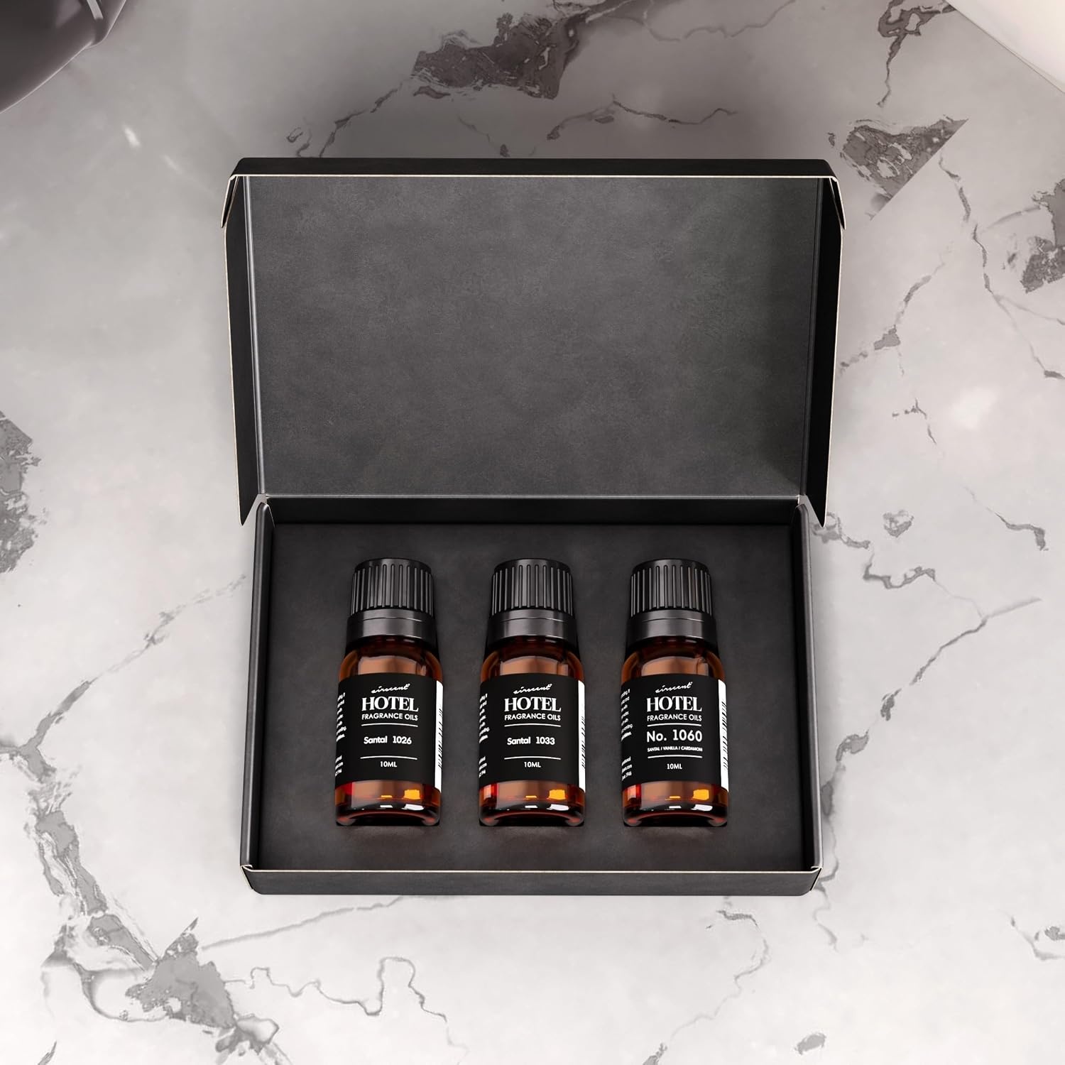 AirScent Santal Diffuser Oil 3 Pack Gift Set – Santal Vanilla, 1033 & 1026 | 10 mL Glass Bottle Sampler Set – Santal Essential Oil Blends For Ultrasonic and Waterless Diffusers and Crafting