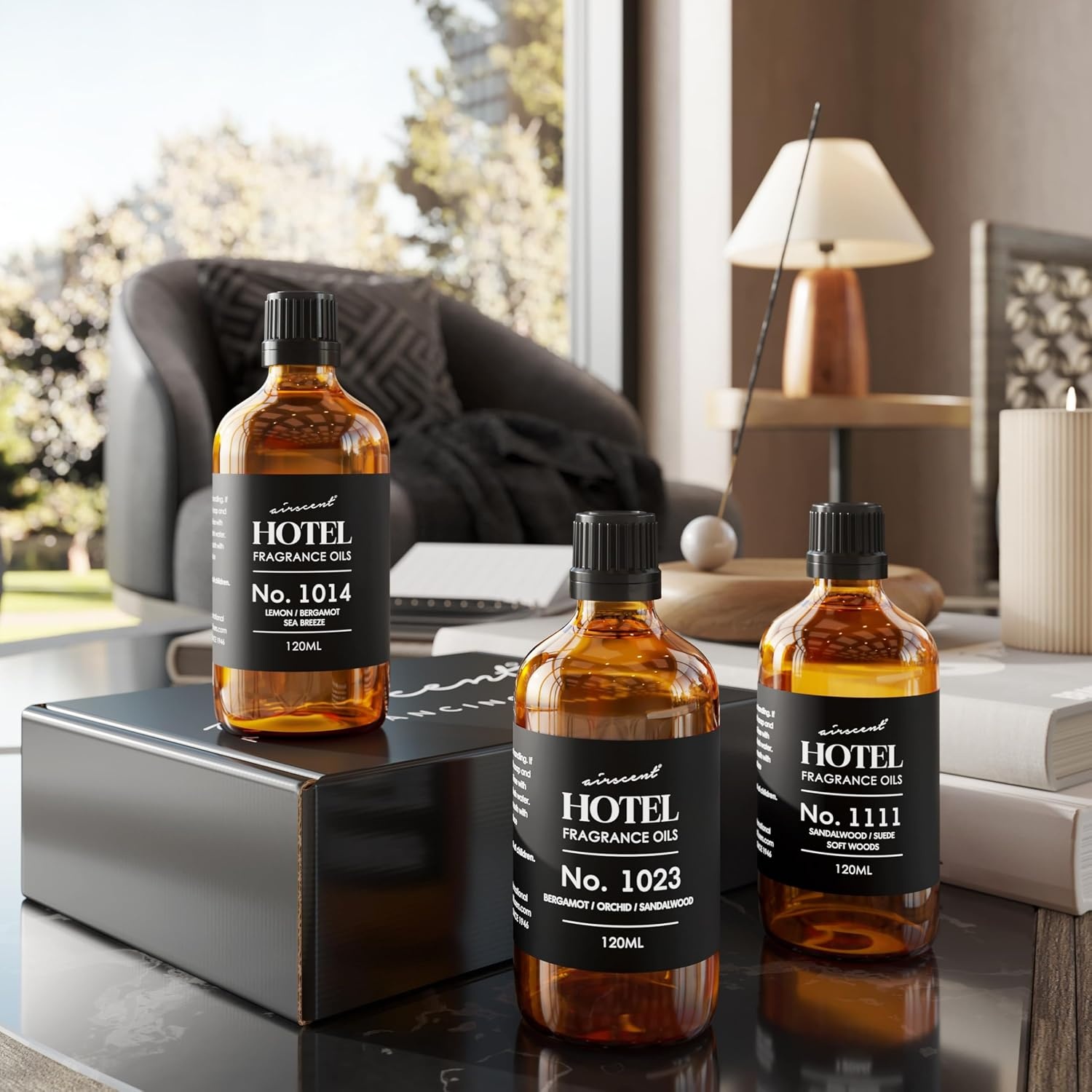 AirScent Hotel Diffuser Oil Buyers’ Best Picks 3-Pack Gift Set – 120 mL Fragrance Oil Bottles for Ultrasonic and Waterless Diffusers and Crafting – Fragrance No. 1014, No. 1023 & No. 1111