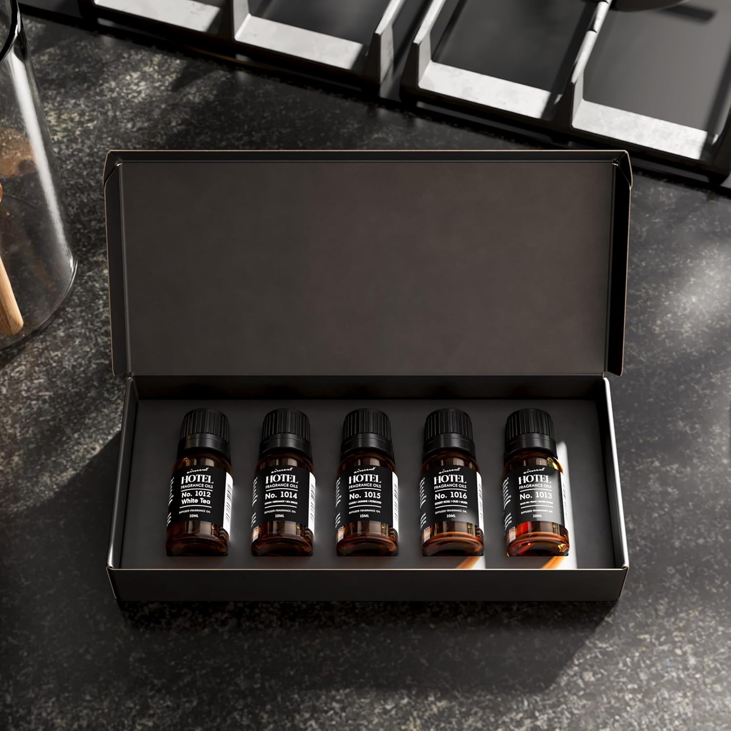 AirScent Hotel Diffuser Oil Gift Set – 5-Star Hotel Scents – 10 mL, 0.34 fl oz Fragrance Oil Set – Inspired By The Fairmont, The White Tea Hotel Scent and Other 5-Star Hotel Blends