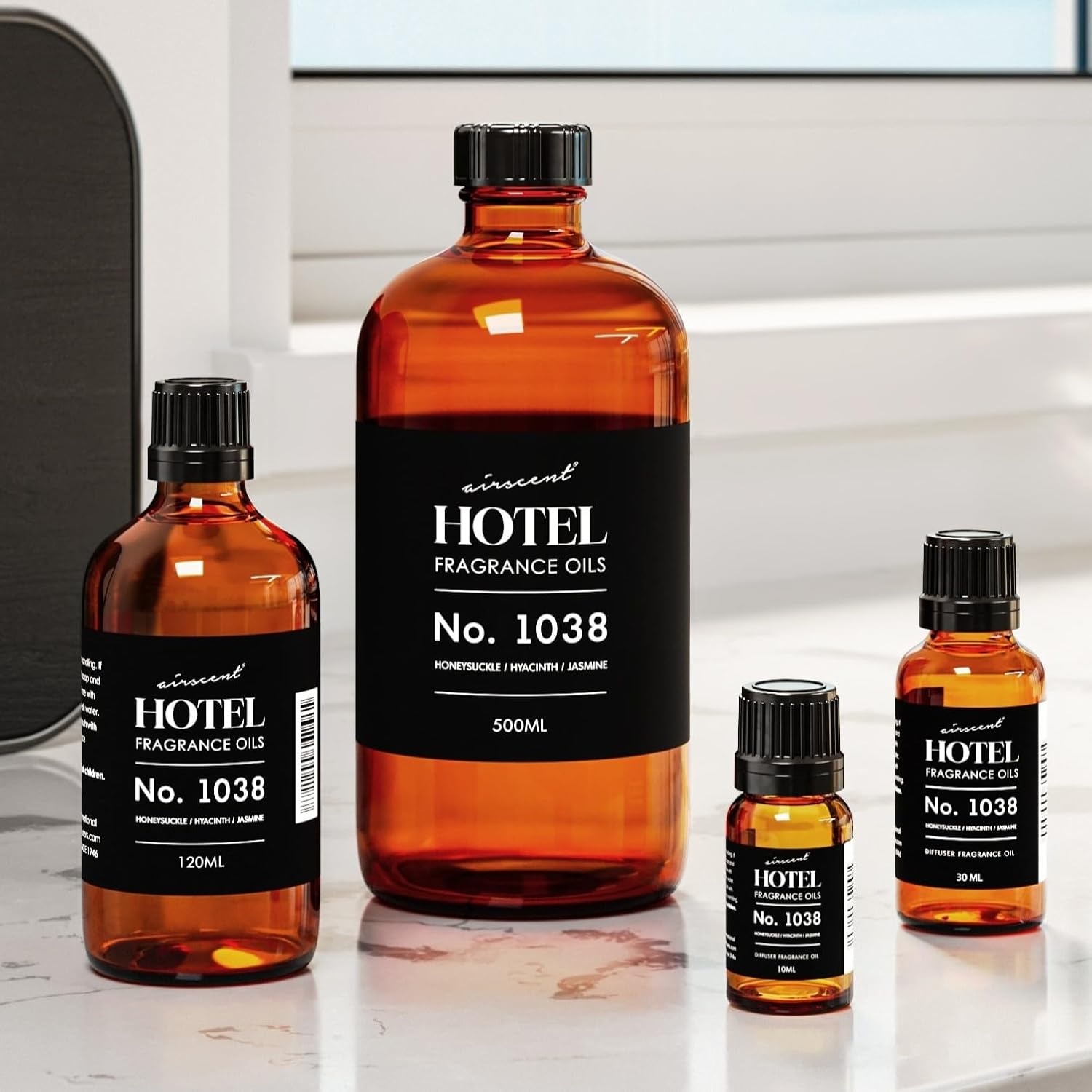 AirScent Hotel Diffuser Oil No. 1038 – Las Vegas Hotel Spa Scent Dupe – Premium Fragrance Oil for Ultrasonic and Waterless Diffusers and Crafting – 10 mL, 0.34 fl oz Glass Dropper Bottle(16.9 Fl Oz (Pack of 1))