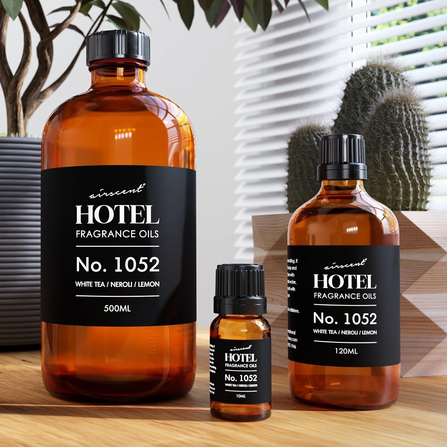 AirScent White Tea Harmony Hotel Diffuser Oil No. 1052 – White Tea Neroli Lemon – Fragrance Oil for Ultrasonic and Waterless Diffusers and Crafting – 10 mL, 0.34 fl oz Glass Bottle(4 Fl Oz (Pack of 1))