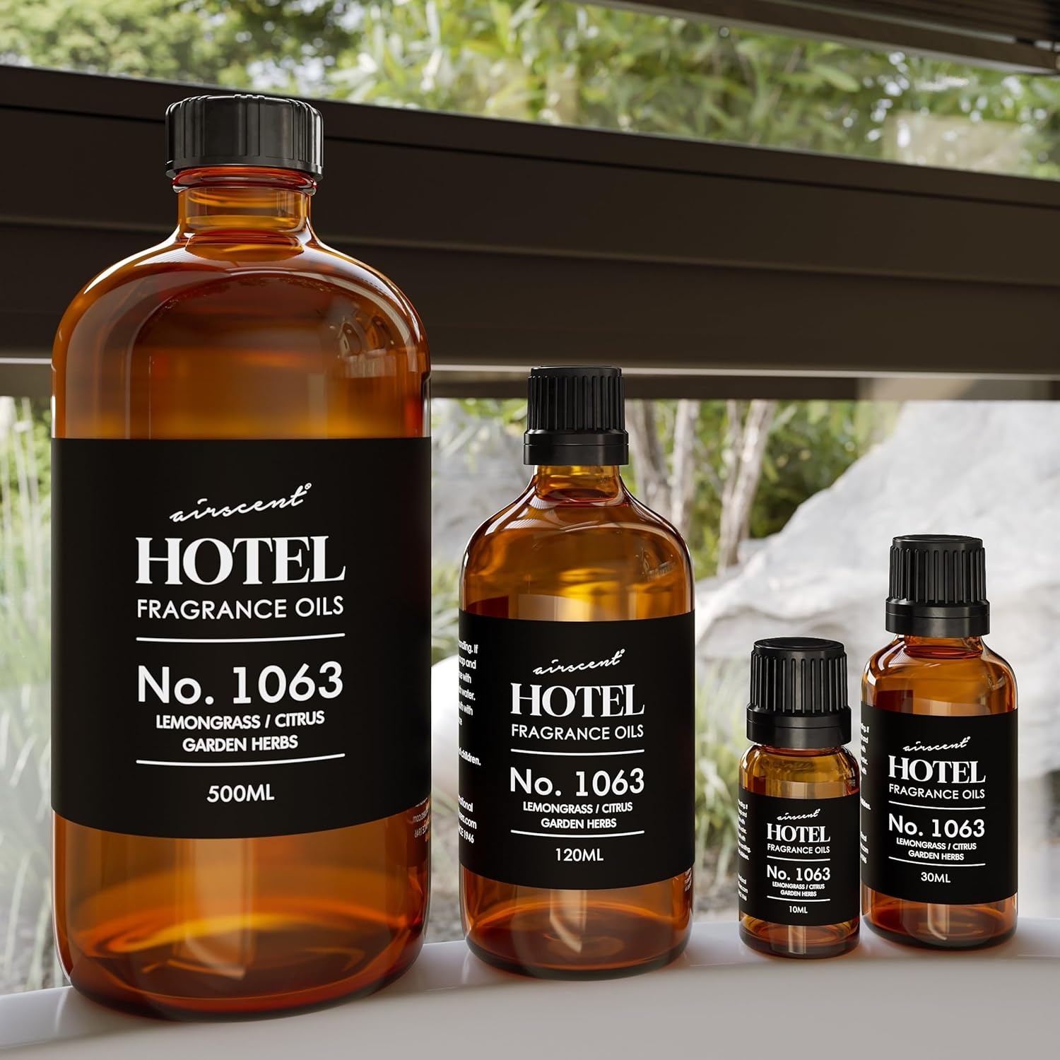 AirScent Hotel Diffuser Oil No. 1063 – Lemongrass Citrus Garden Herbs – Premium Fragrance Oil for Ultrasonic and Waterless Diffusers and Crafting – 10 mL, 0.34 fl oz Glass Dropper Bottle(1 Fl Oz (Pack of 1))