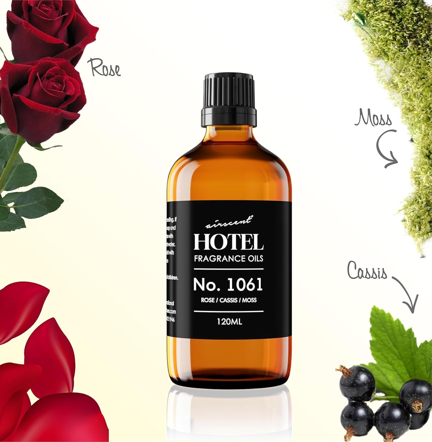 AirScent Hotel Diffuser Oil No. 1061 – Rose Cassis Moss – Premium Fragrance Oil for Ultrasonic and Waterless Diffusers and Crafting – 10 mL, 0.34 fl oz Glass Dropper Bottle(4 Fl Oz (Pack of 1))