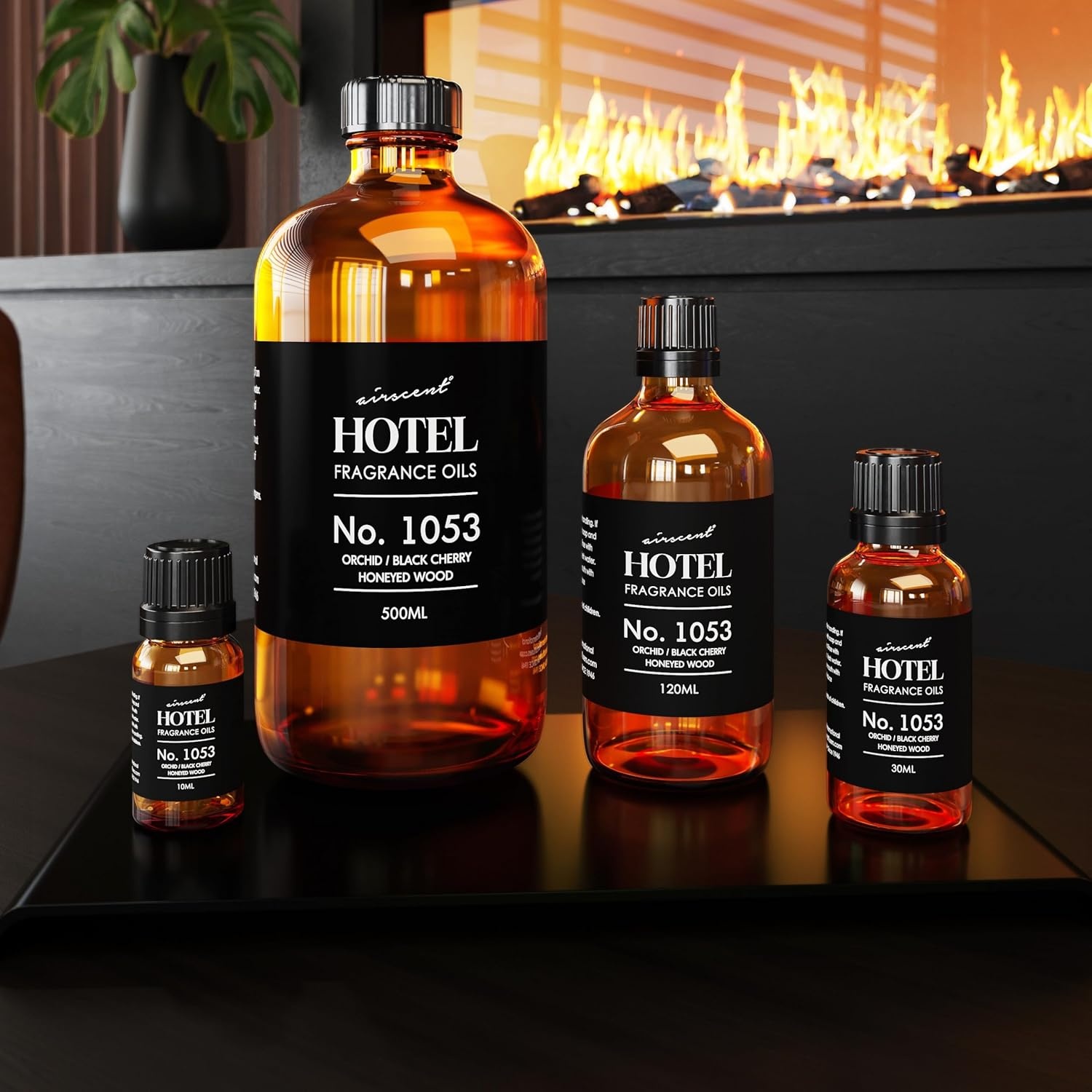 AirScent Black Orchid Hotel Diffuser Oil No. 1053 – Orchid, Black Cherry, Honeyed Wood – Premium Fragrance Oil for Ultrasonic and Waterless Diffusers and Crafting – 10 mL, 0.34 fl oz Glass Bottle(4 Fl Oz (Pack of 1))