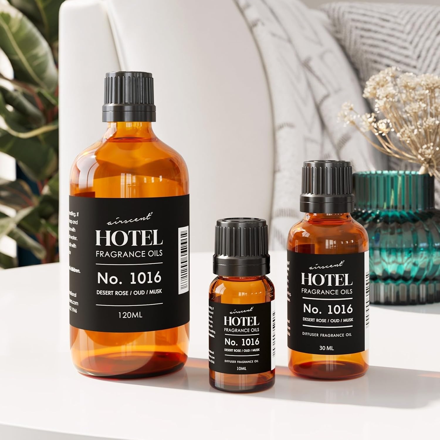 AirScent Hotel Diffuser Oil No. 1016 – Hotel Scent Dupe – Caraway Desert Rose and Oud – Premium Fragrance Oil Blend for Ultrasonic and Waterless Diffusers and Crafting – 10 mL, 0.34 fl oz Glass Bottle(Desert Rose & Oud)