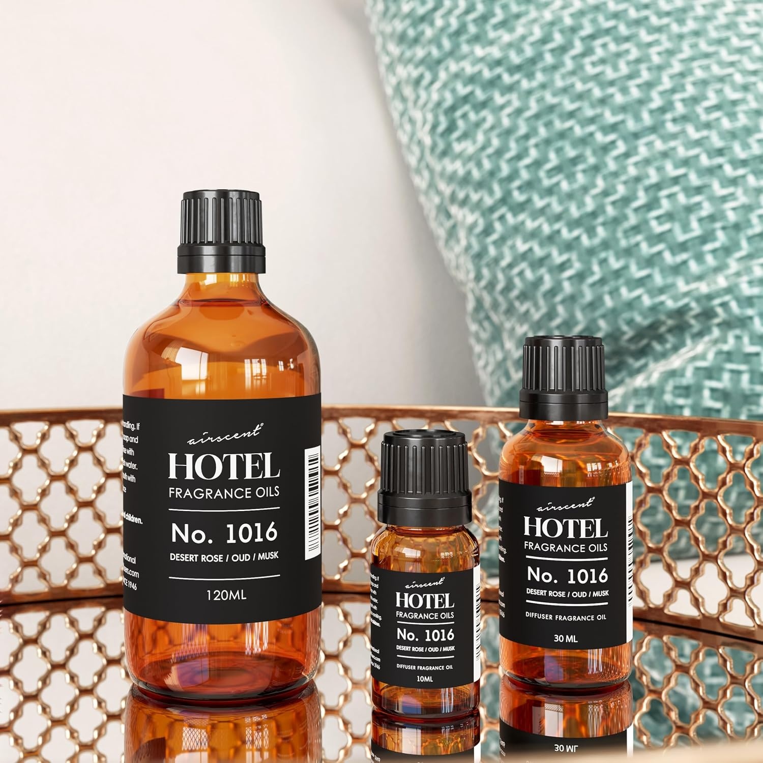 AirScent Hotel Diffuser Oil No. 1016 – Hotel Scent Dupe – Caraway Desert Rose and Oud – Premium Fragrance Oil Blend for Ultrasonic and Waterless Diffusers and Crafting – 10 mL, 0.34 fl oz Glass Bottle(Desert Rose & Oud)