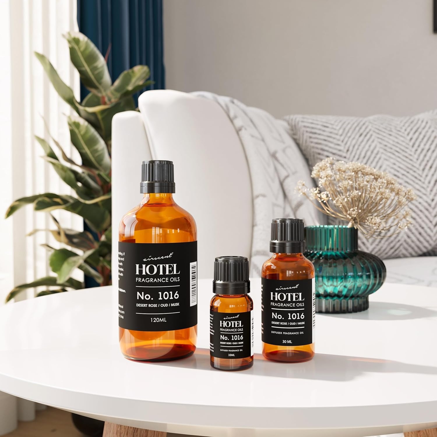 AirScent Hotel Diffuser Oil No. 1016 – Hotel Scent Dupe – Caraway Desert Rose and Oud – Premium Fragrance Oil Blend for Ultrasonic and Waterless Diffusers and Crafting – 10 mL, 0.34 fl oz Glass Bottle(Desert Rose & Oud)