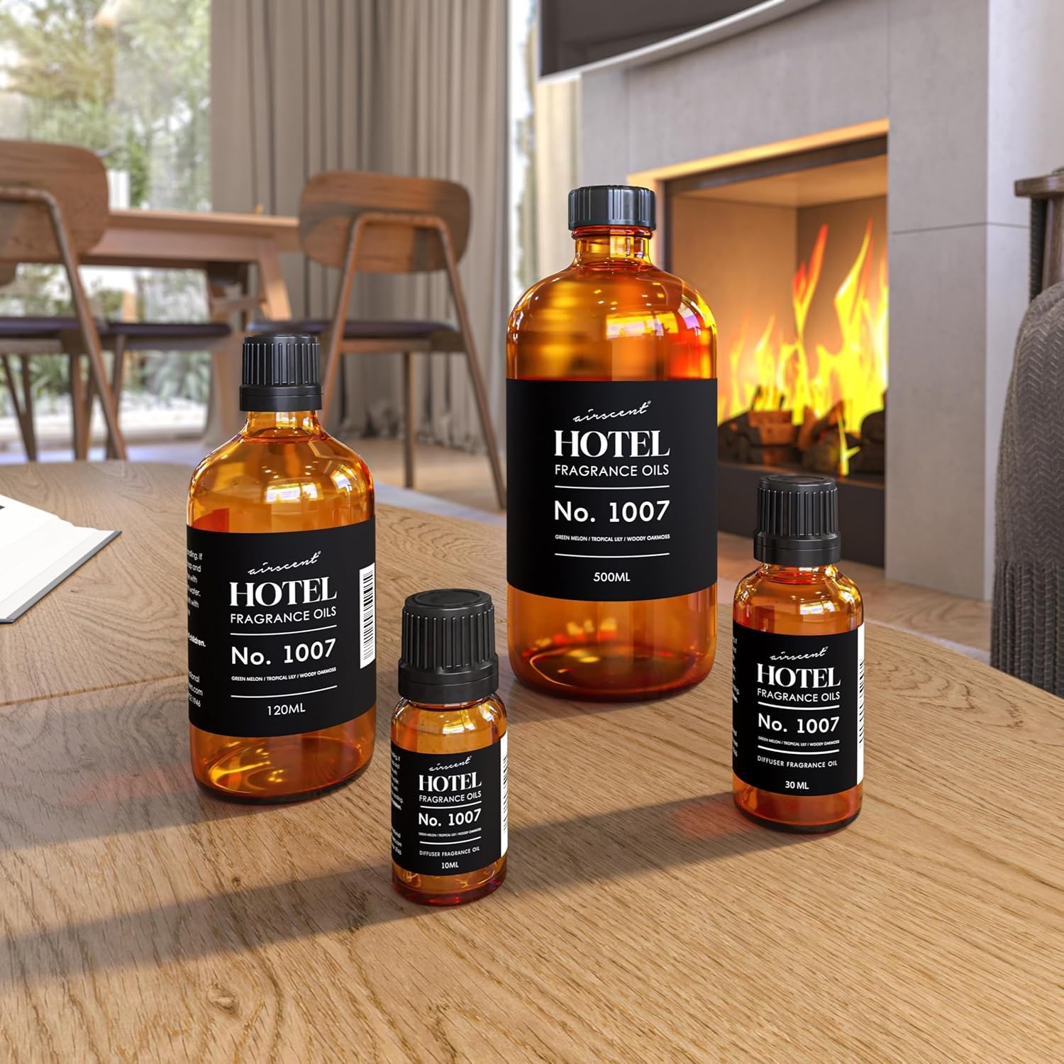 AirScent Hotel Diffuser Oil No. 1007 – Green Melon Lily Oakmoss – 10 mL | Hotel Scent Dupe Premium Fragrance Oil for Ultrasonic and Waterless Diffusers and Crafting – 1 fl oz Glass Dropper Bottle(1 Fl Oz (Pack of 1))