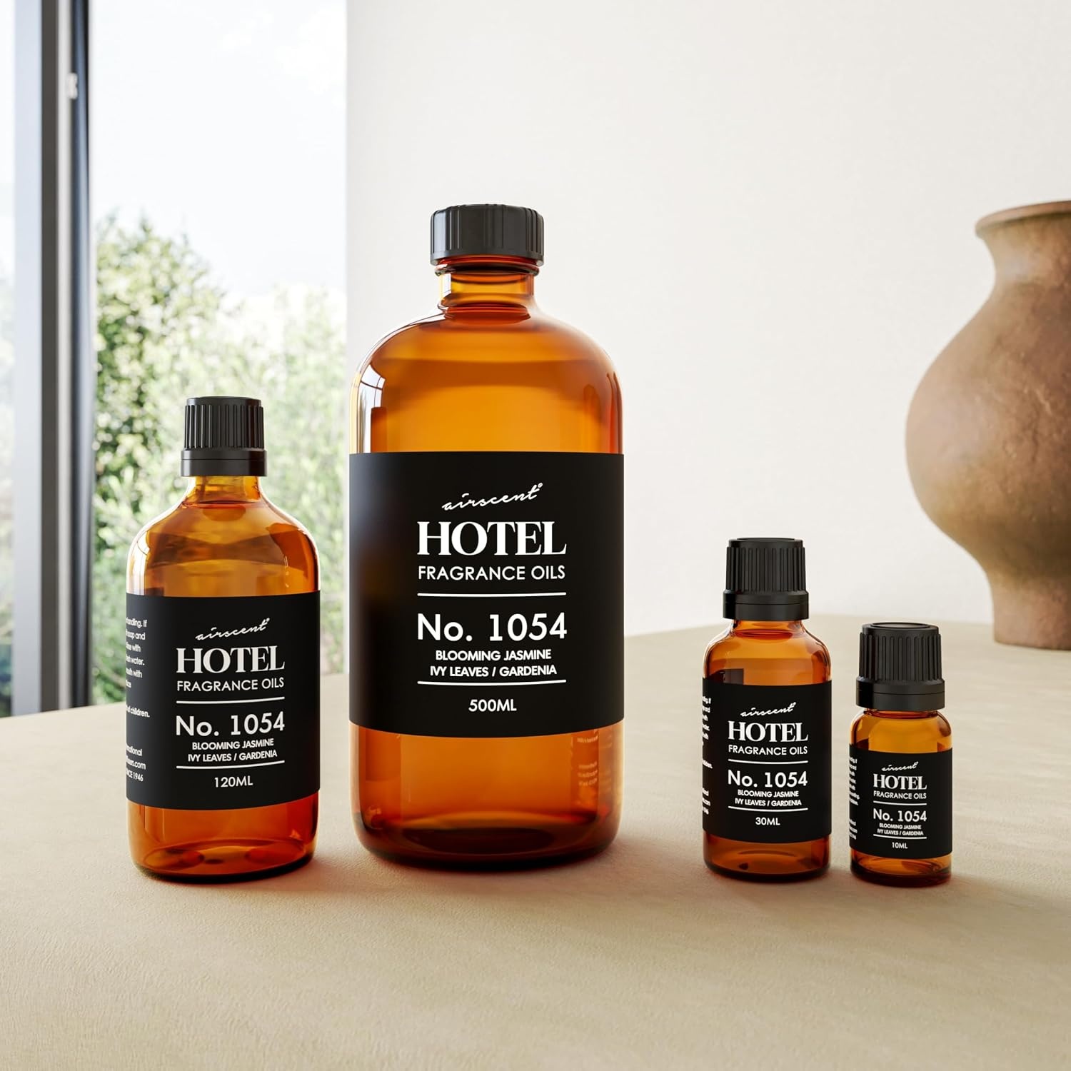 AirScent Essence of Jasmine Hotel Diffuser Oil No. 1054 – Jasmine Ivy Leaves Gardenia – Premium Fragrance Oil for Ultrasonic and Waterless Diffusers and Crafting – 10 mL, 0.34 fl oz Glass Bottle(1 Fl Oz (Pack of 1))