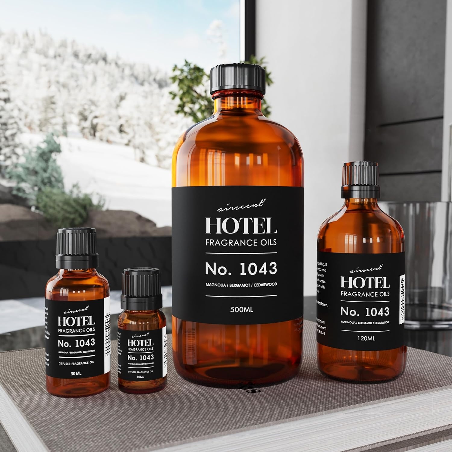 AirScent Magnolia Wood Hotel Diffuser No. 1043 – Magnolia Bergamot Cedarwood – Premium Fragrance Oil for Ultrasonic and Waterless Diffusers and Crafting – 10 mL, 0.34 fl oz Dropper Bottle(16.9 Fl Oz (Pack of 1))