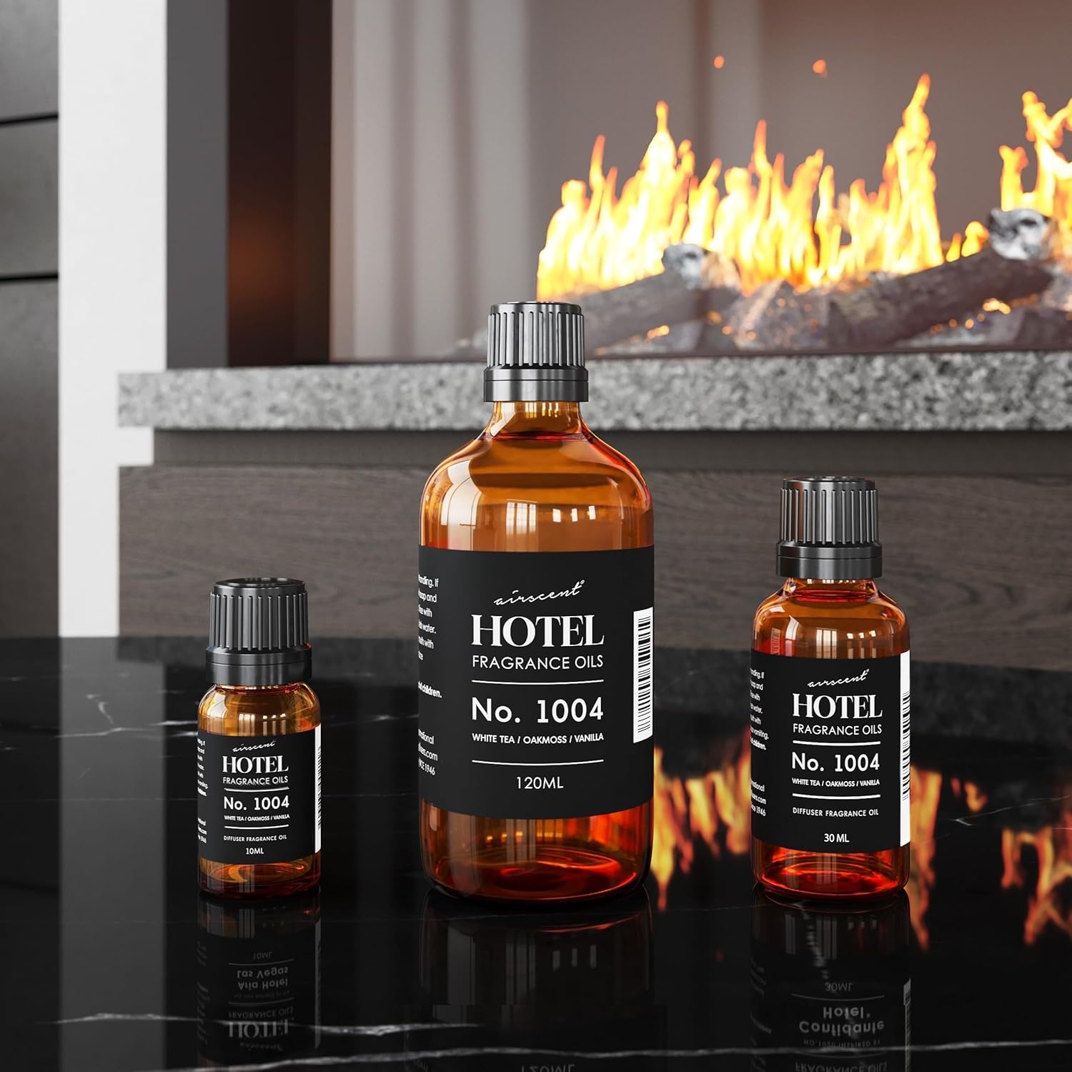 AirScent Hotel Diffuser Oil No. 1004 – White Tea Oakmoss Vanilla – 10 mL | Premium Hotel Fragrance Oil for Ultrasonic and Waterless Diffusers and Crafting – Glass Dropper Bottle(White Tea  Oakmoss and Vanilla)