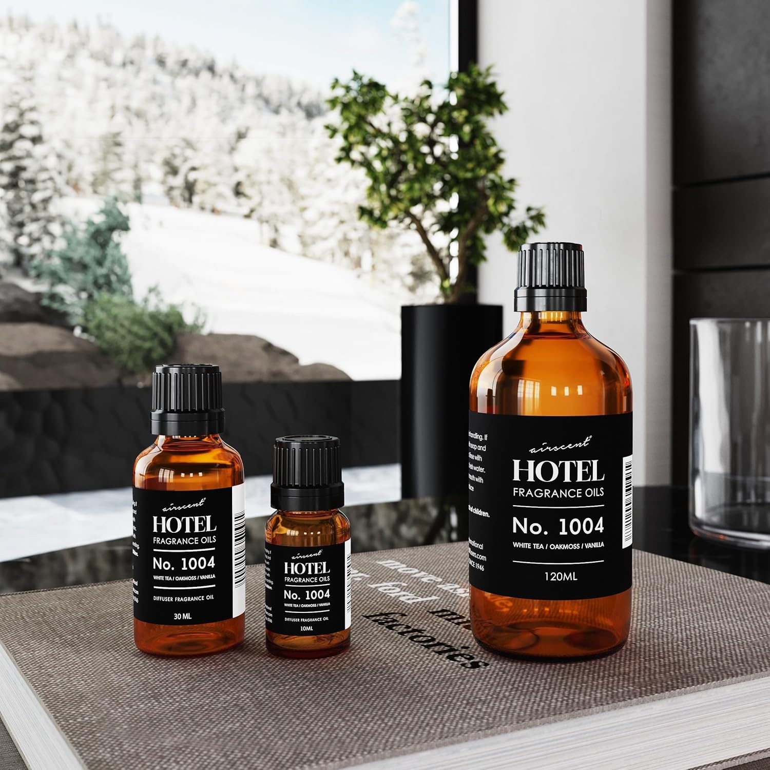AirScent Hotel Diffuser Oil No. 1004 – White Tea Oakmoss Vanilla – 10 mL | Premium Hotel Fragrance Oil for Ultrasonic and Waterless Diffusers and Crafting – Glass Dropper Bottle(White Tea  Oakmoss and Vanilla)