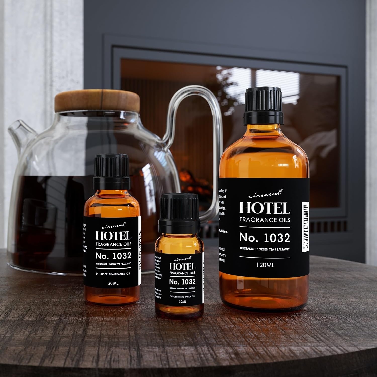 AirScent Hotel Diffuser Oil No. 1032 – Bergamot Green Tea Balsamic Notes – Hotel Scent Dupe – Fragrance Oil for Ultrasonic and Waterless Diffusers and Crafting – 10 mL, 0.34 fl oz Glass Bottle(1 Fl Oz (Pack of 1))