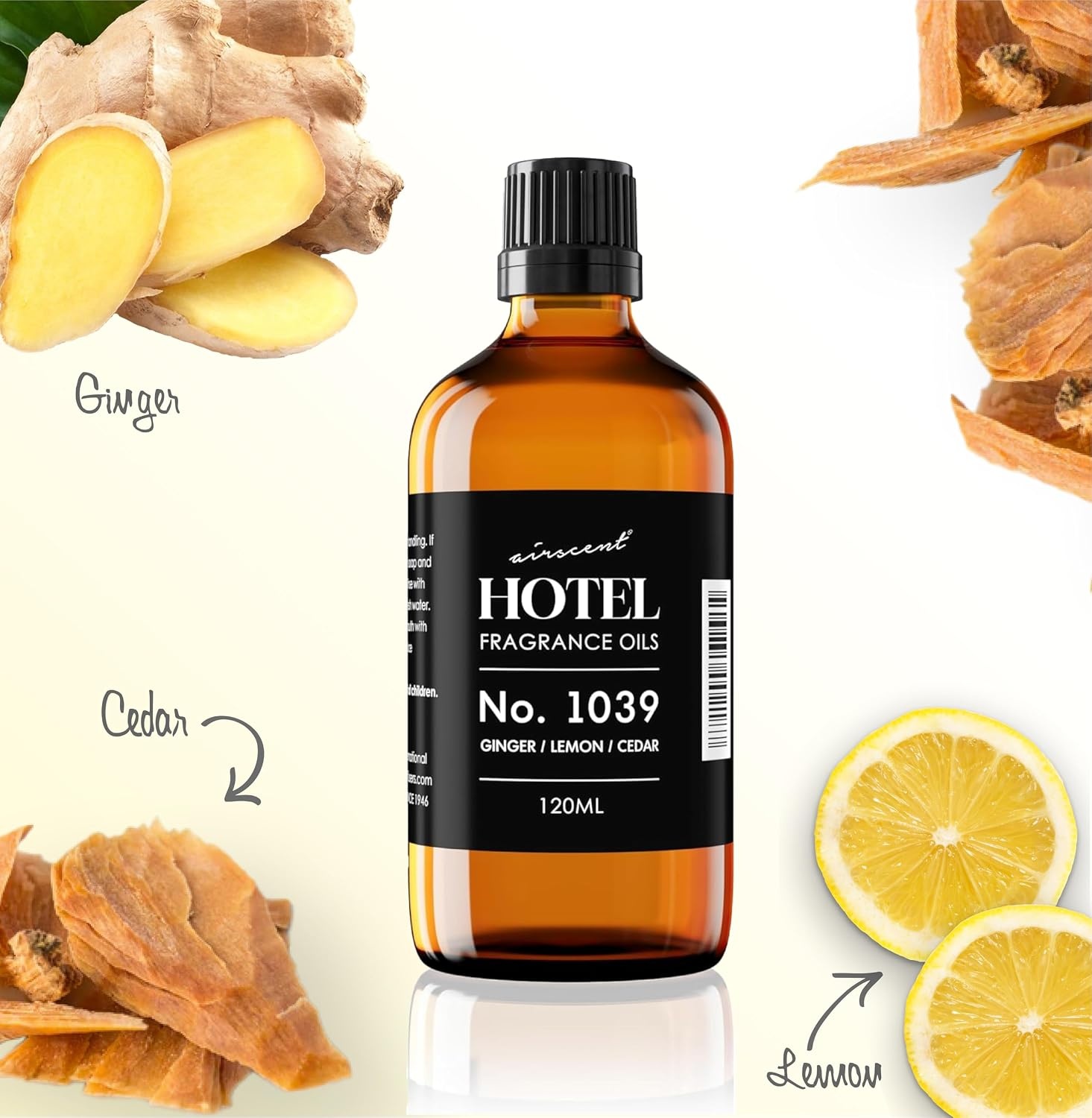 Hotel Diffuser Oil No. 1039 Inspired By The Nobu Hotel – Ginger Lemon Cedar – Premium Fragrance Oil for Ultrasonic and Waterless Diffusers and Crafting – 10 mL, 0.34 fl oz Glass Dropper Bottle(0.34 Fl Oz (Pack of 1))