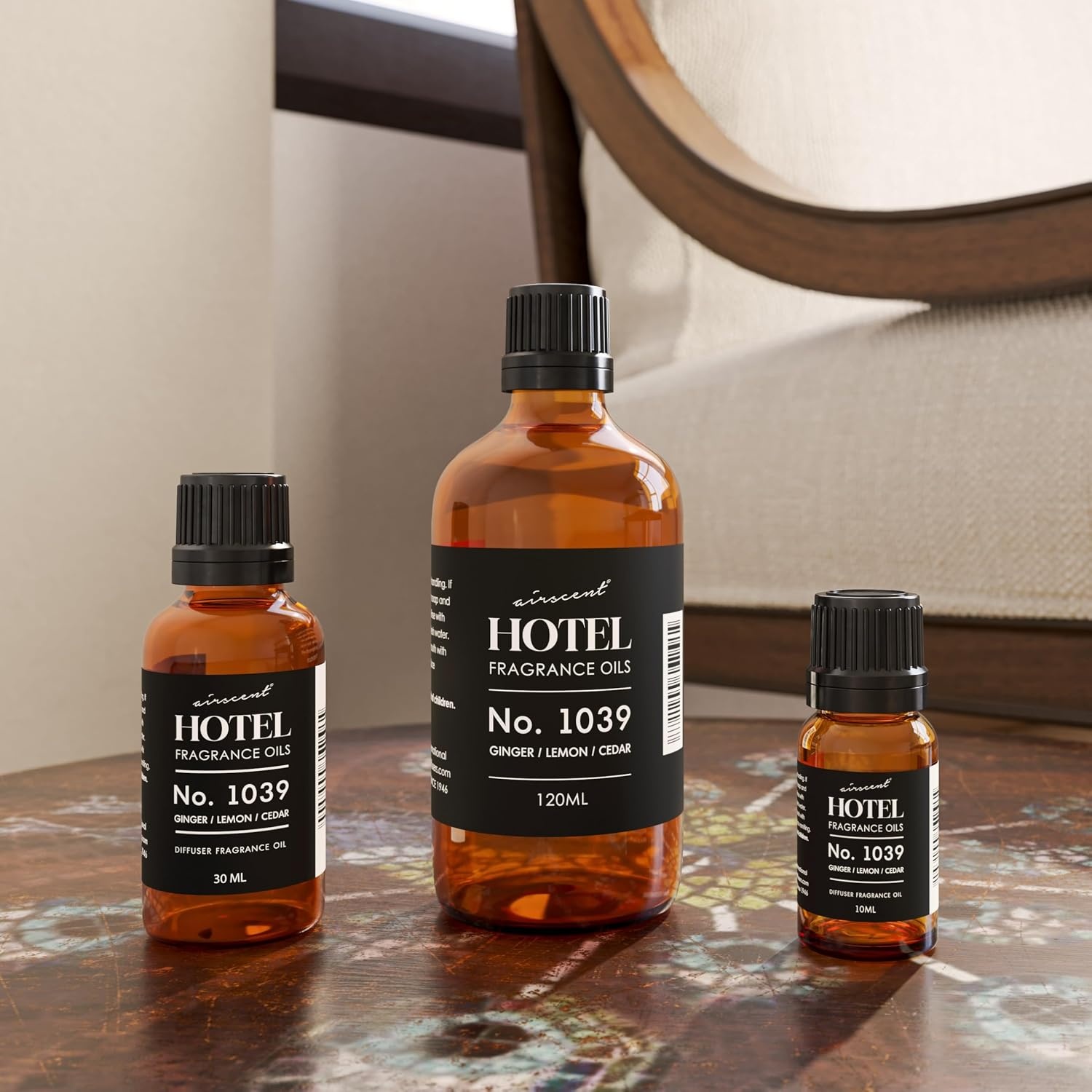 Hotel Diffuser Oil No. 1039 Inspired By The Nobu Hotel – Ginger Lemon Cedar – Premium Fragrance Oil for Ultrasonic and Waterless Diffusers and Crafting – 10 mL, 0.34 fl oz Glass Dropper Bottle(0.34 Fl Oz (Pack of 1))