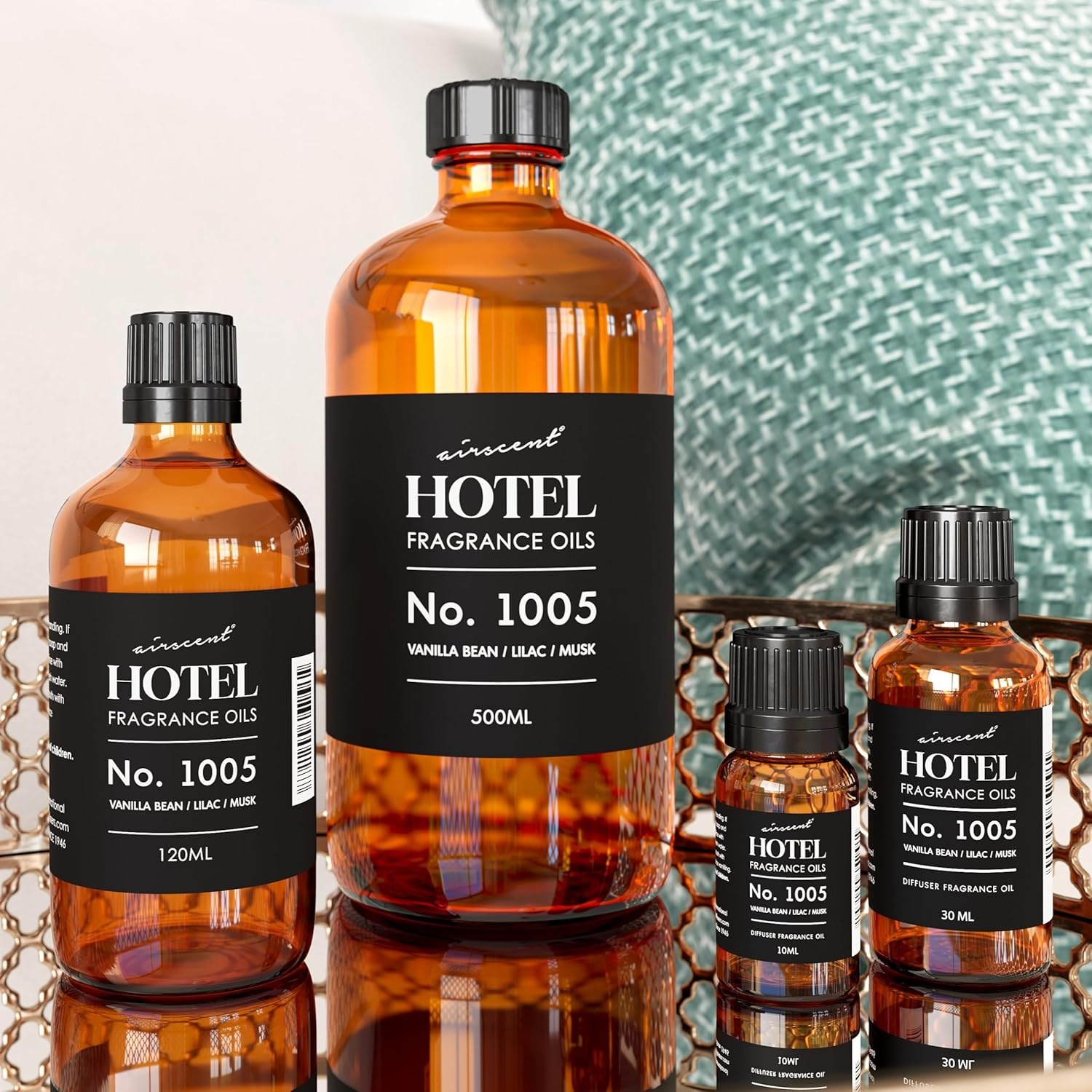 AirScent Hotel Diffuser Oil No. 1005 – Vanilla Lilac Sandalwood – 10 mL | Hotel Scent Dupe – Premium Fragrance Oil for Ultrasonic and Waterless Diffusers and Crafting – .34 fl oz Dropper Bottle(Vanilla Bean & Lilac)