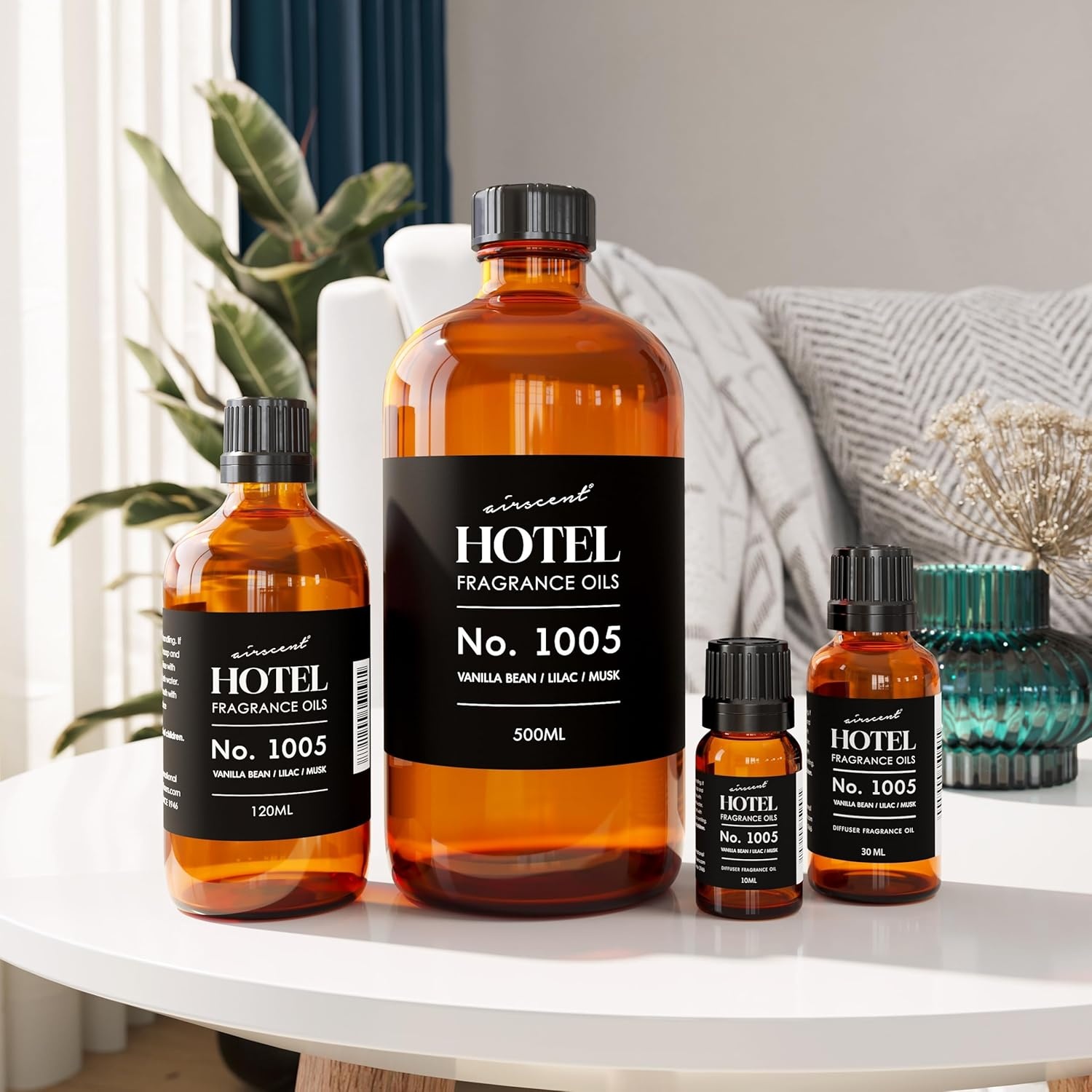 AirScent Hotel Diffuser Oil No. 1005 – Vanilla Lilac Sandalwood – 10 mL | Hotel Scent Dupe – Premium Fragrance Oil for Ultrasonic and Waterless Diffusers and Crafting – .34 fl oz Dropper Bottle(Vanilla Bean & Lilac)