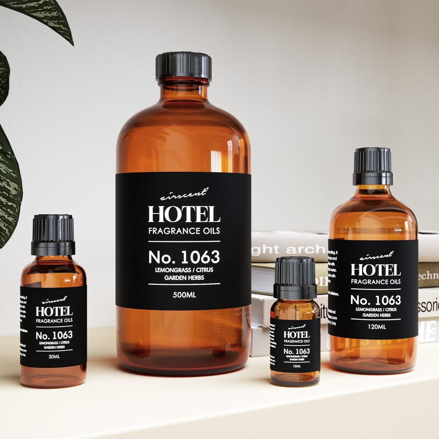AirScent Hotel Diffuser Oil No. 1063 – Lemongrass Citrus Garden Herbs – Premium Fragrance Oil for Ultrasonic and Waterless Diffusers and Crafting – 10 mL, 0.34 fl oz Glass Dropper Bottle(0.34 Fl Oz (Pack of 1))