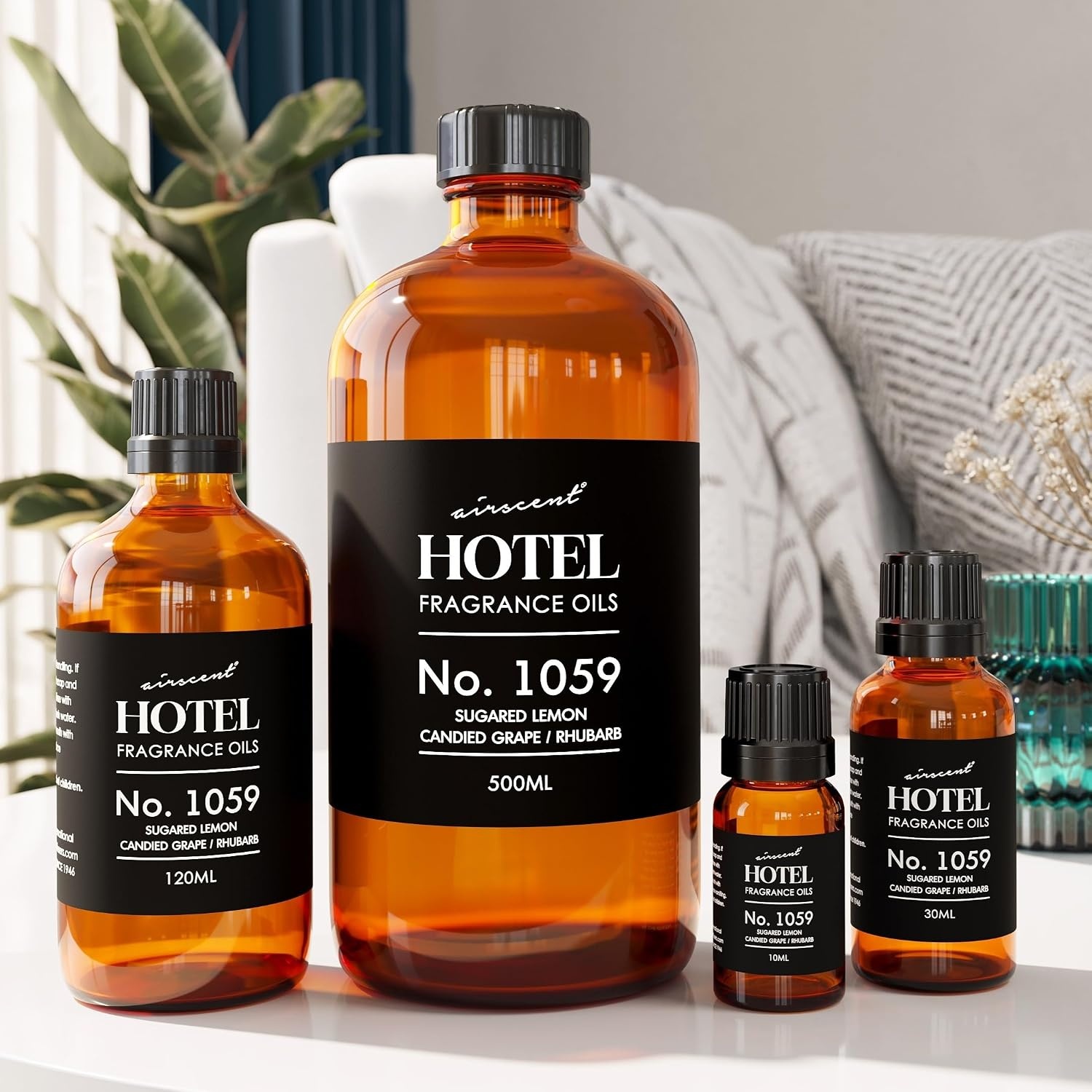 AirScent Hotel Diffuser Oil No. 1059 Inspired by the Hotel Scent Renew – Sugared Lemon Candied Grape Rhubarb – Fragrance Oil for Ultrasonic and Waterless Diffusers and Crafting – 10 mL, 0.34 fl oz(1 Fl Oz (Pack of 1))