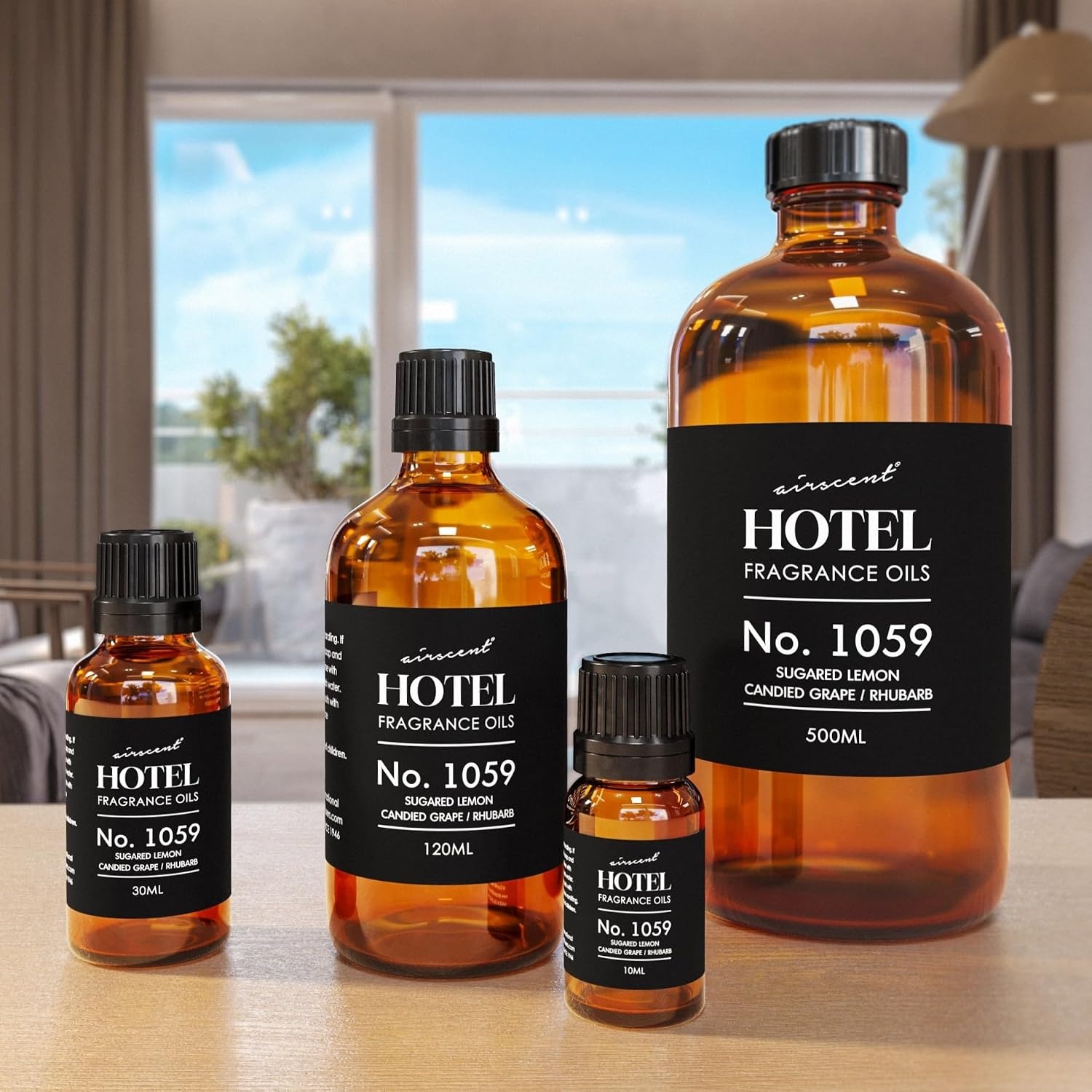 AirScent Hotel Diffuser Oil No. 1059 Inspired by the Hotel Scent Renew – Sugared Lemon Candied Grape Rhubarb – Fragrance Oil for Ultrasonic and Waterless Diffusers and Crafting – 10 mL, 0.34 fl oz(1 Fl Oz (Pack of 1))