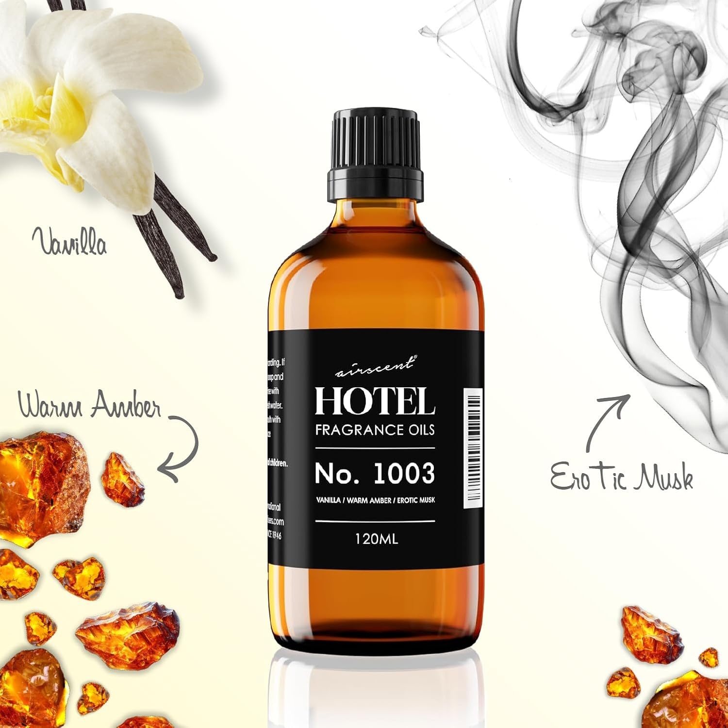 AirScent Hotel Diffuser Oil No. 1003 – Vanilla Warm Amber Musk – 10 mL | Asian Garden Hotel Scent – Premium Fragrance Oil for Ultrasonic and Waterless Diffusers and Crafting – .34 fl oz Bottle(4 Fl Oz (Pack of 1))