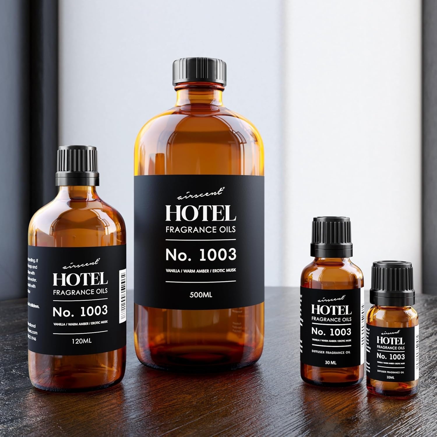 AirScent Hotel Diffuser Oil No. 1003 – Vanilla Warm Amber Musk – 10 mL | Asian Garden Hotel Scent – Premium Fragrance Oil for Ultrasonic and Waterless Diffusers and Crafting – .34 fl oz Bottle(4 Fl Oz (Pack of 1))