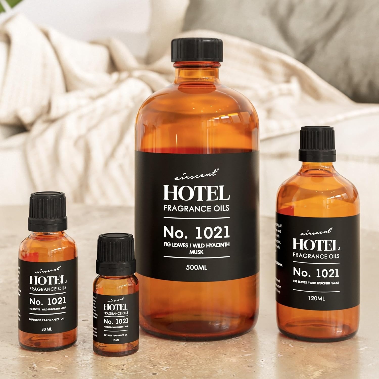 AirScent Hotel Diffuser Oil No. 1021 – Fig Leaves Hyacinth Sandalwood – Hotel Scent Dupe – Premium Fragrance Oil for Ultrasonic and Waterless Diffusers and Crafting – 10 mL, 0.34 fl oz Glass Bottle(4 Fl Oz (Pack of 1))