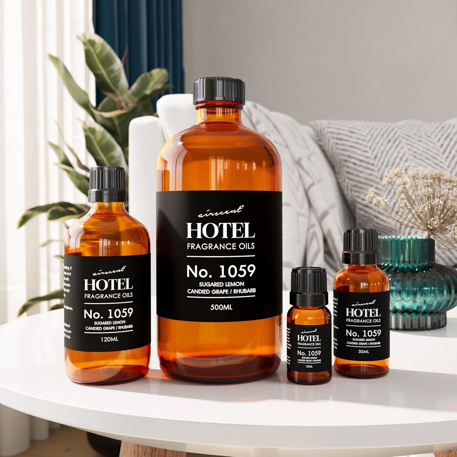 AirScent Hotel Diffuser Oil No. 1059 Inspired by the Hotel Scent Renew – Sugared Lemon Candied Grape Rhubarb – Fragrance Oil for Ultrasonic and Waterless Diffusers and Crafting – 10 mL, 0.34 fl oz(0.34 Fl Oz (Pack of 1))