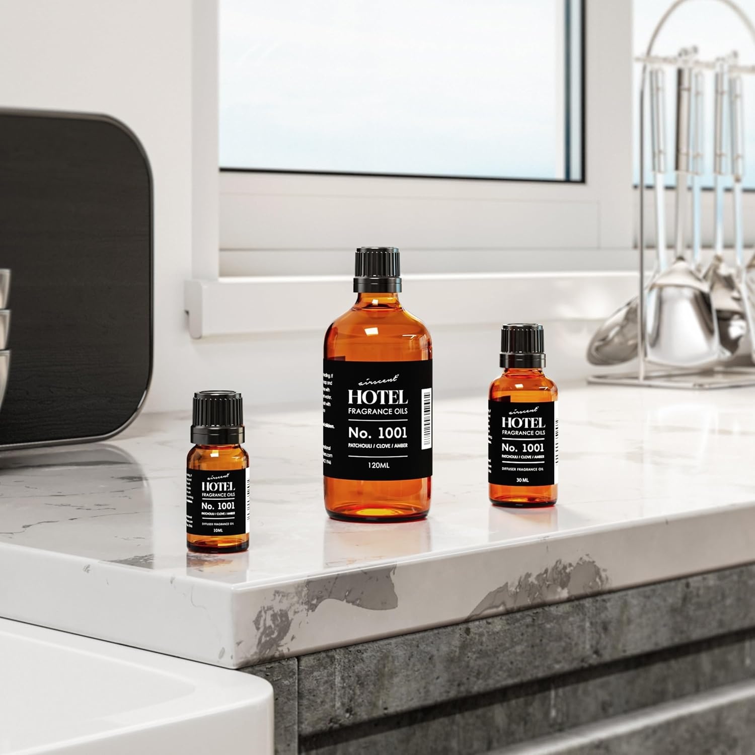 AirScent Hotel Diffuser Oil No. 1001 – Patchouli Clove Amber – 10 mL | Hotel Scent Dupe – Premium Fragrance Oil for Ultrasonic and Waterless Diffusers – .34 fl oz Dropper Bottle(Patchouli  Clove and Amber)
